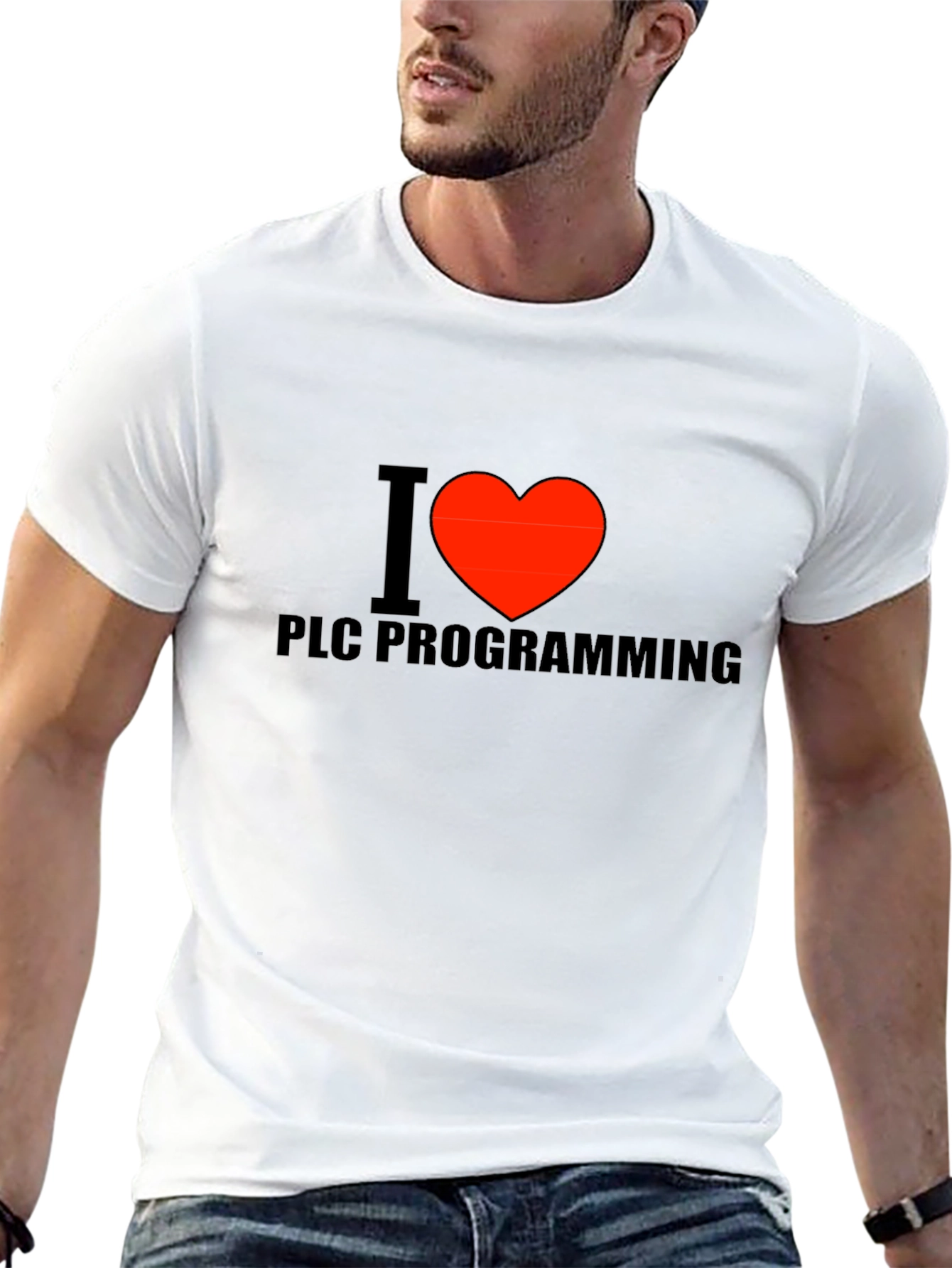I Love PLC Programming T-Shirt - Black Cotton Tee