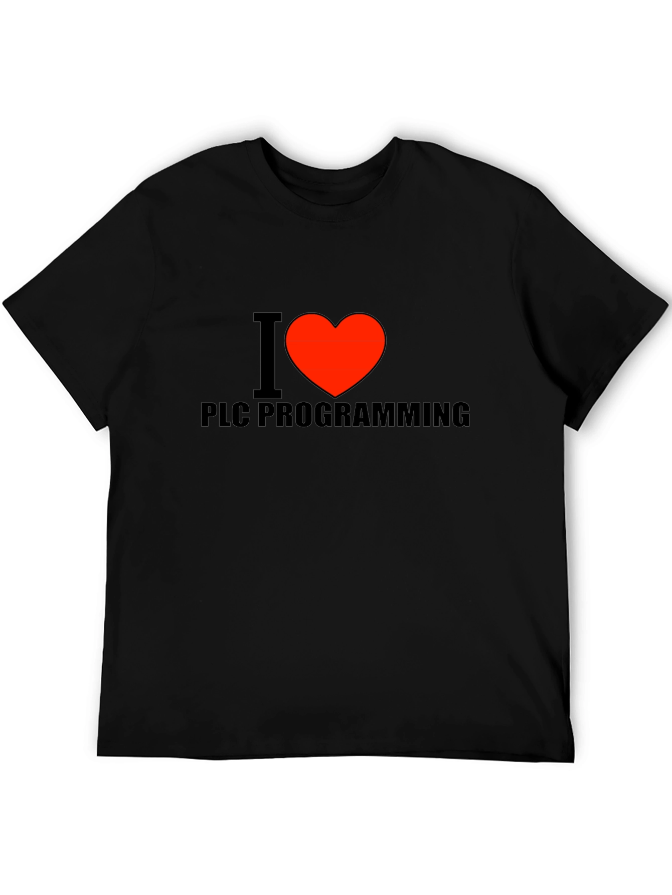 I Love PLC Programming T-Shirt - Black Cotton Tee