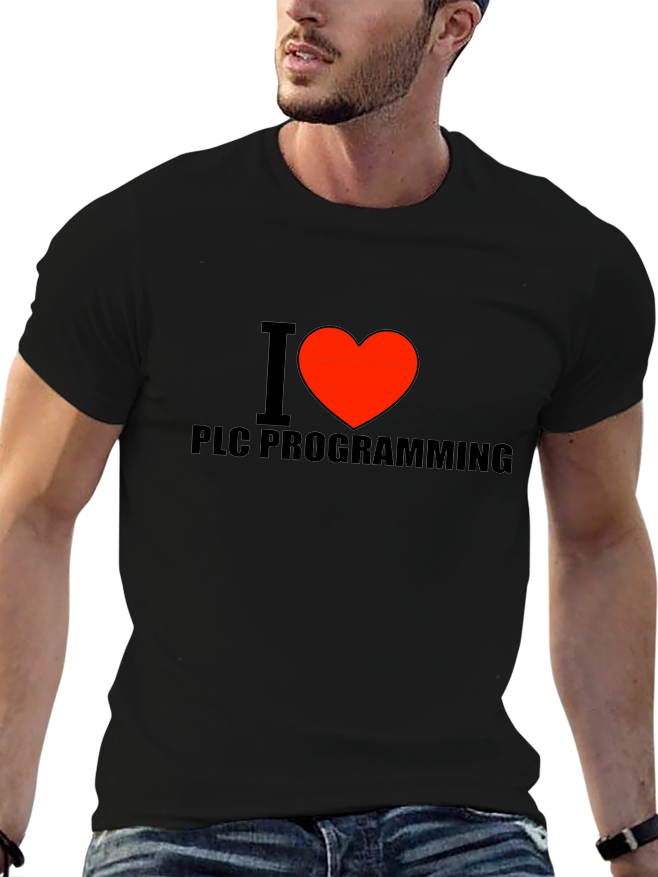 I Love PLC Programming T-Shirt - Black Cotton Tee
