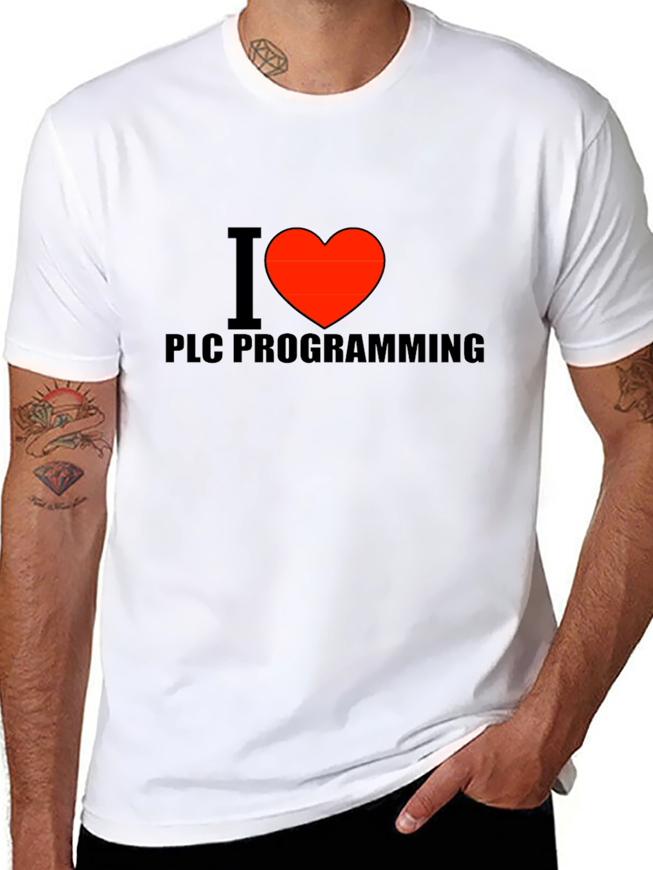 I Love PLC Programming T-Shirt - Black Cotton Tee