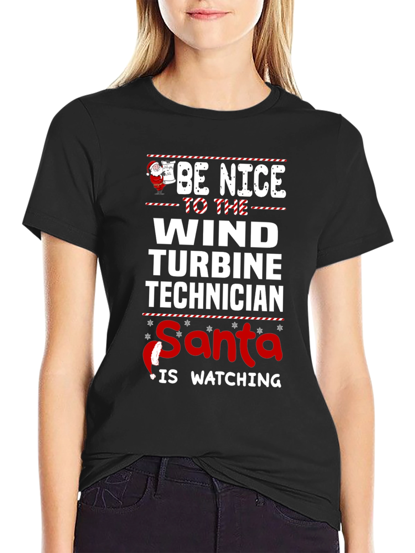 Be Nice To The Wind Turbine Technician Santa T-Shirt