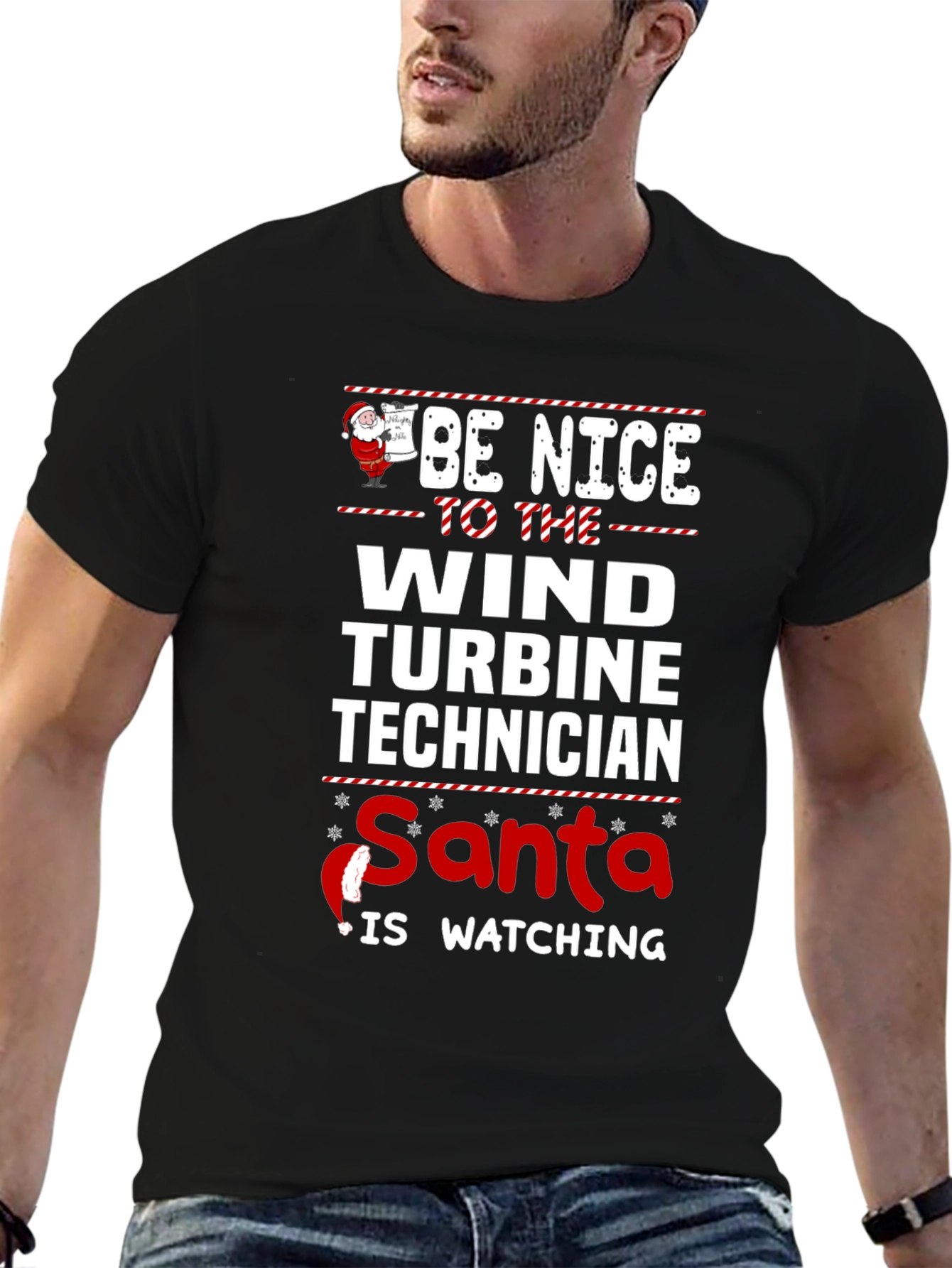 Be Nice To The Wind Turbine Technician Santa T-Shirt