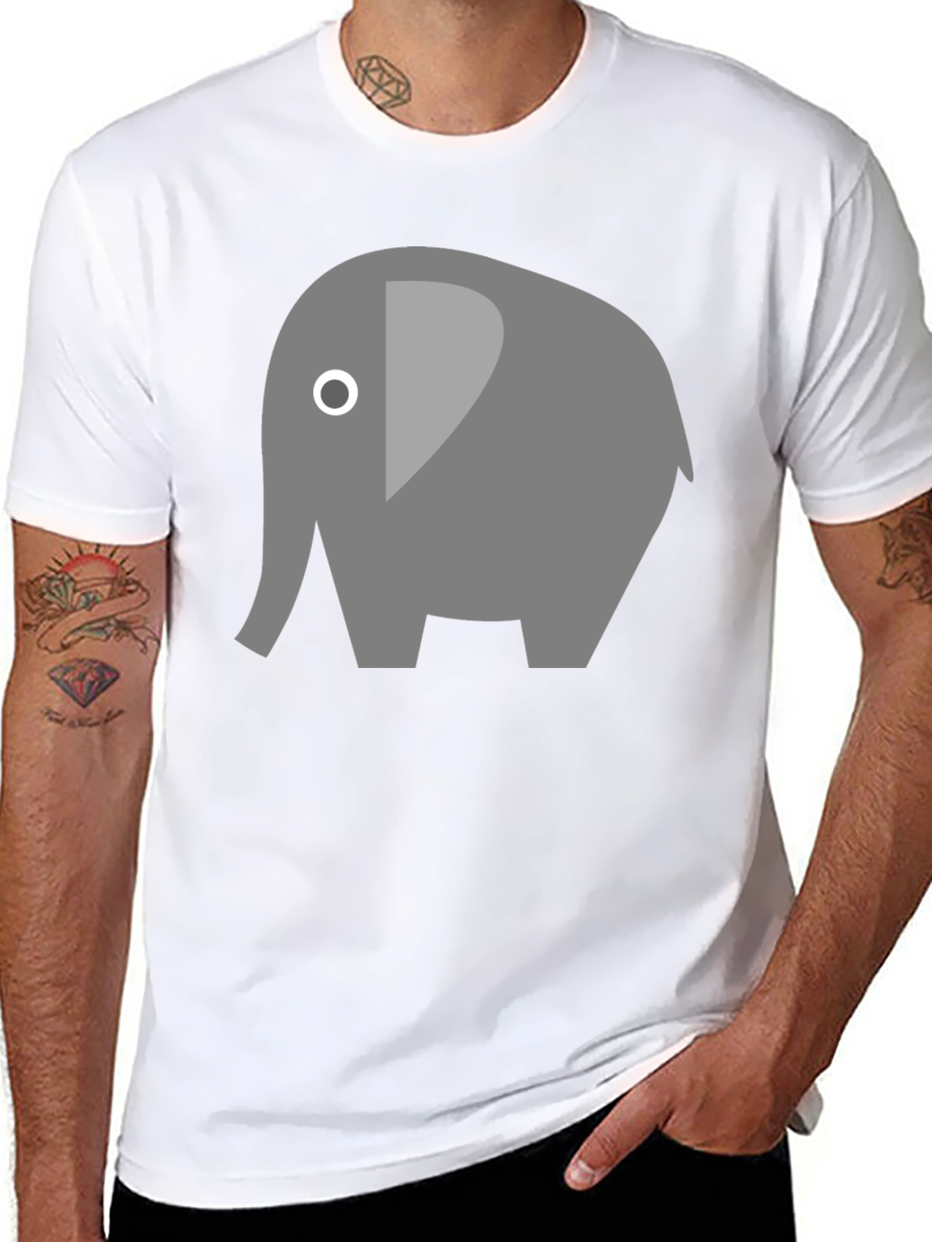 Elephant Graphic Tee - Soft Cotton Blend Casual Style