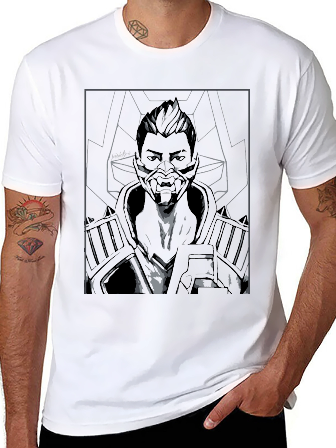 Cyberpunk Graphic Tee - Black Cotton Blend