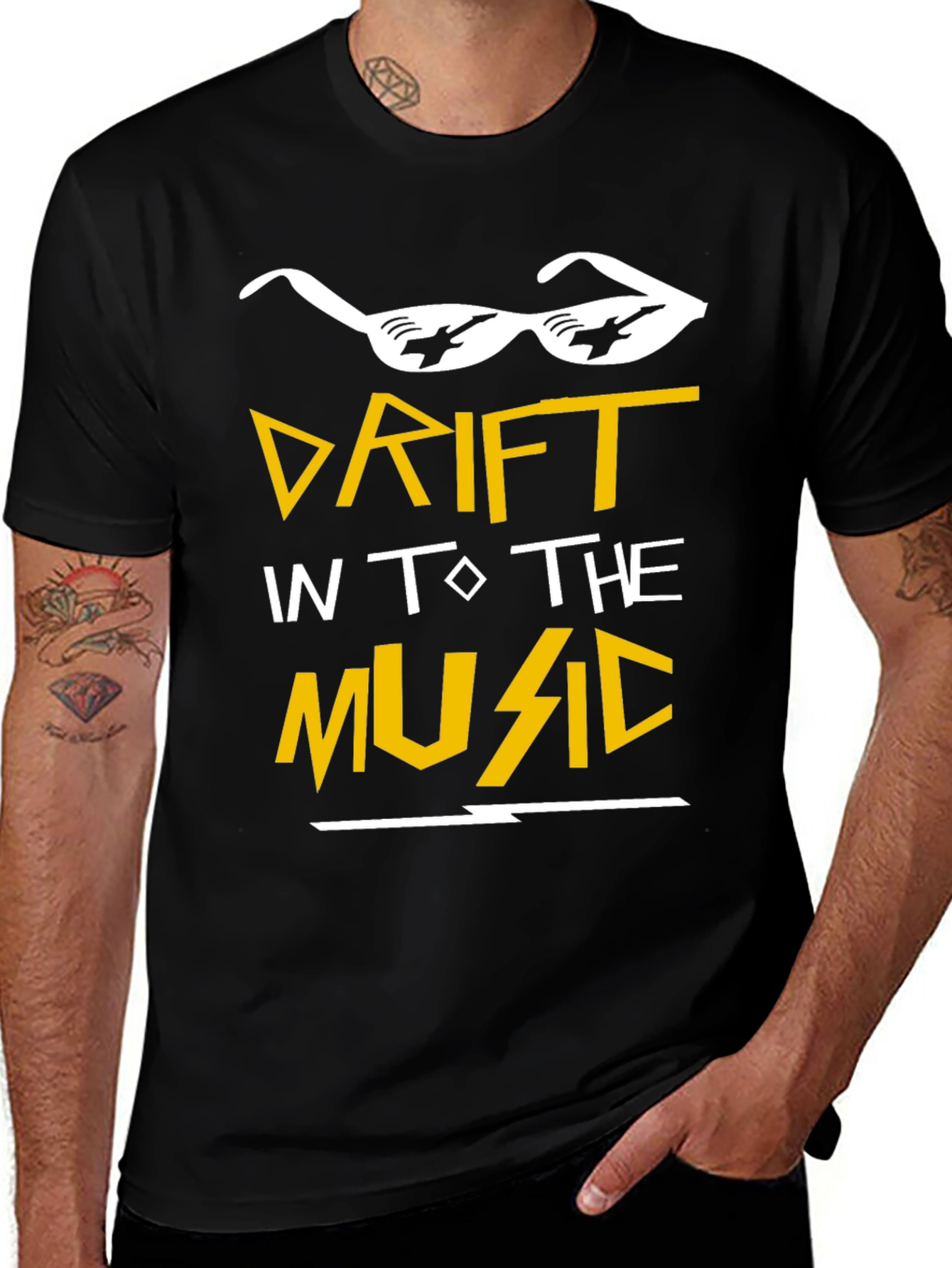 Drift Into the Music Graphic Tee - Black