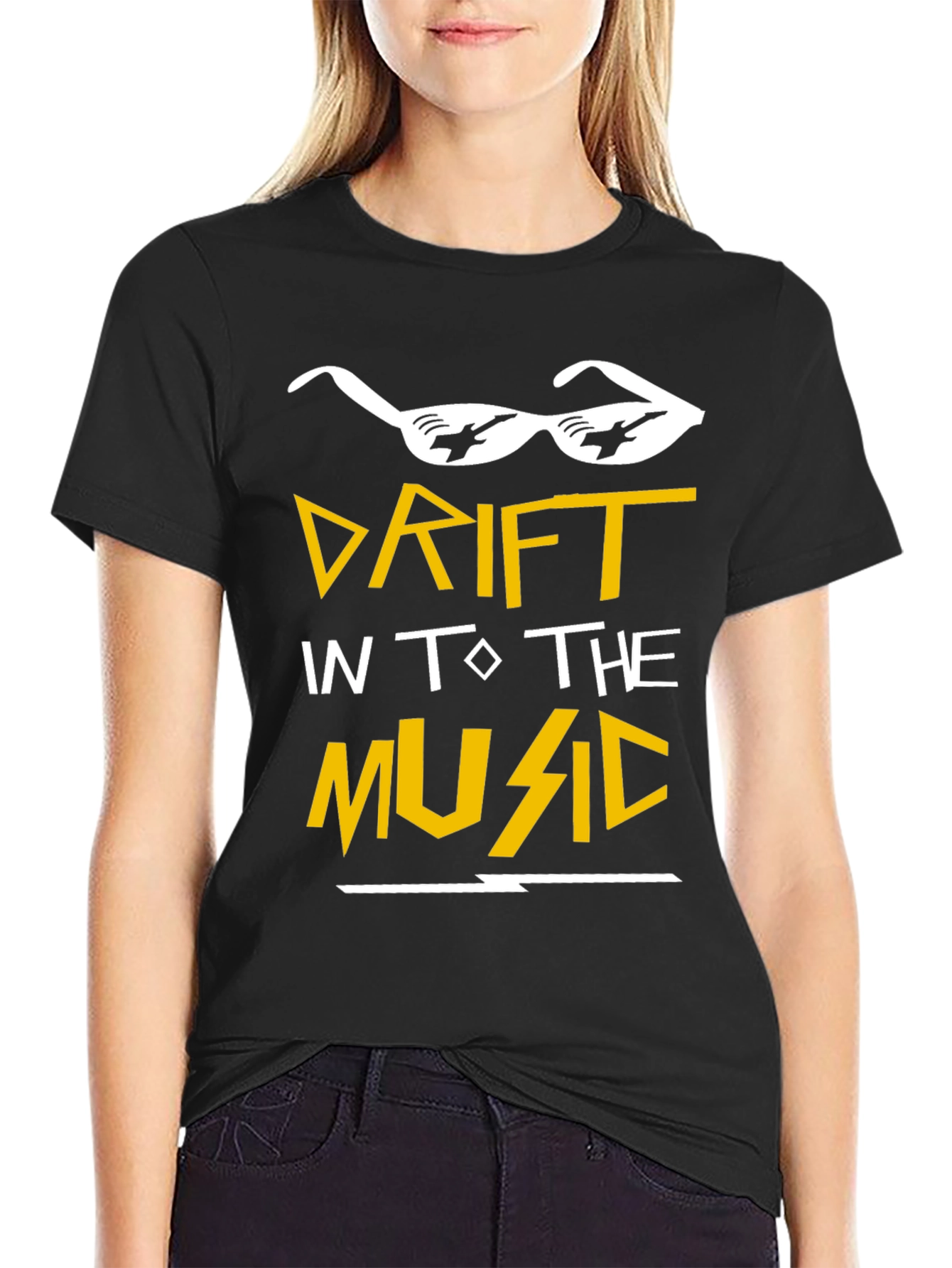 Drift Into the Music Graphic Tee - Black