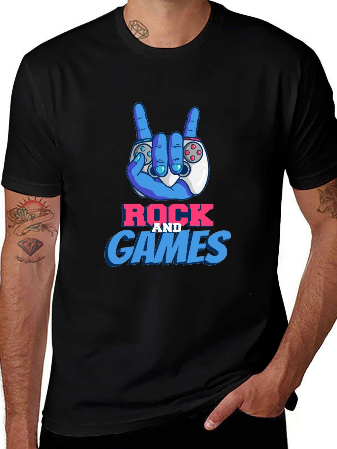Rock and Games Black T-Shirt