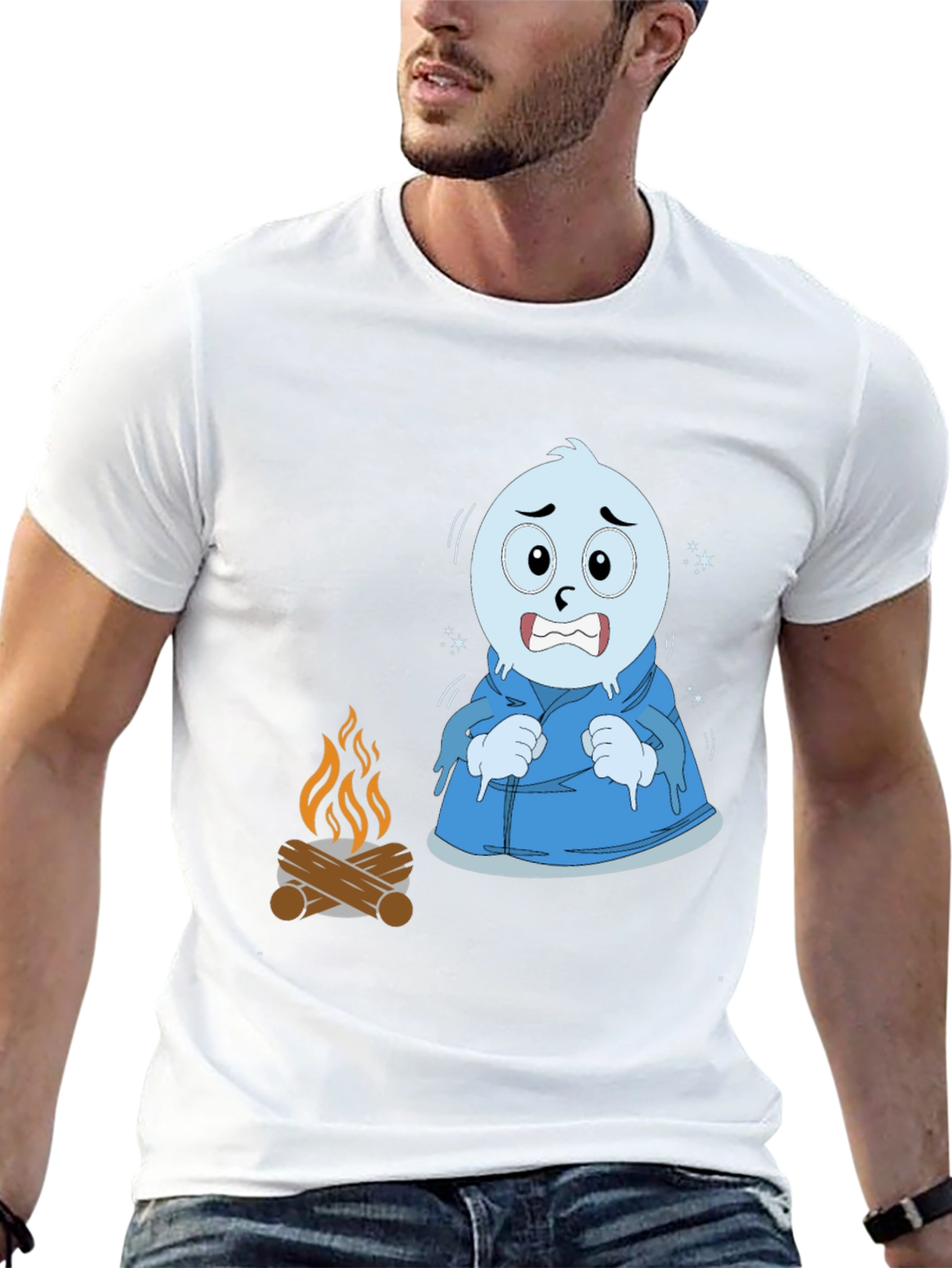 Funny Cold Cartoon Character T-Shirt