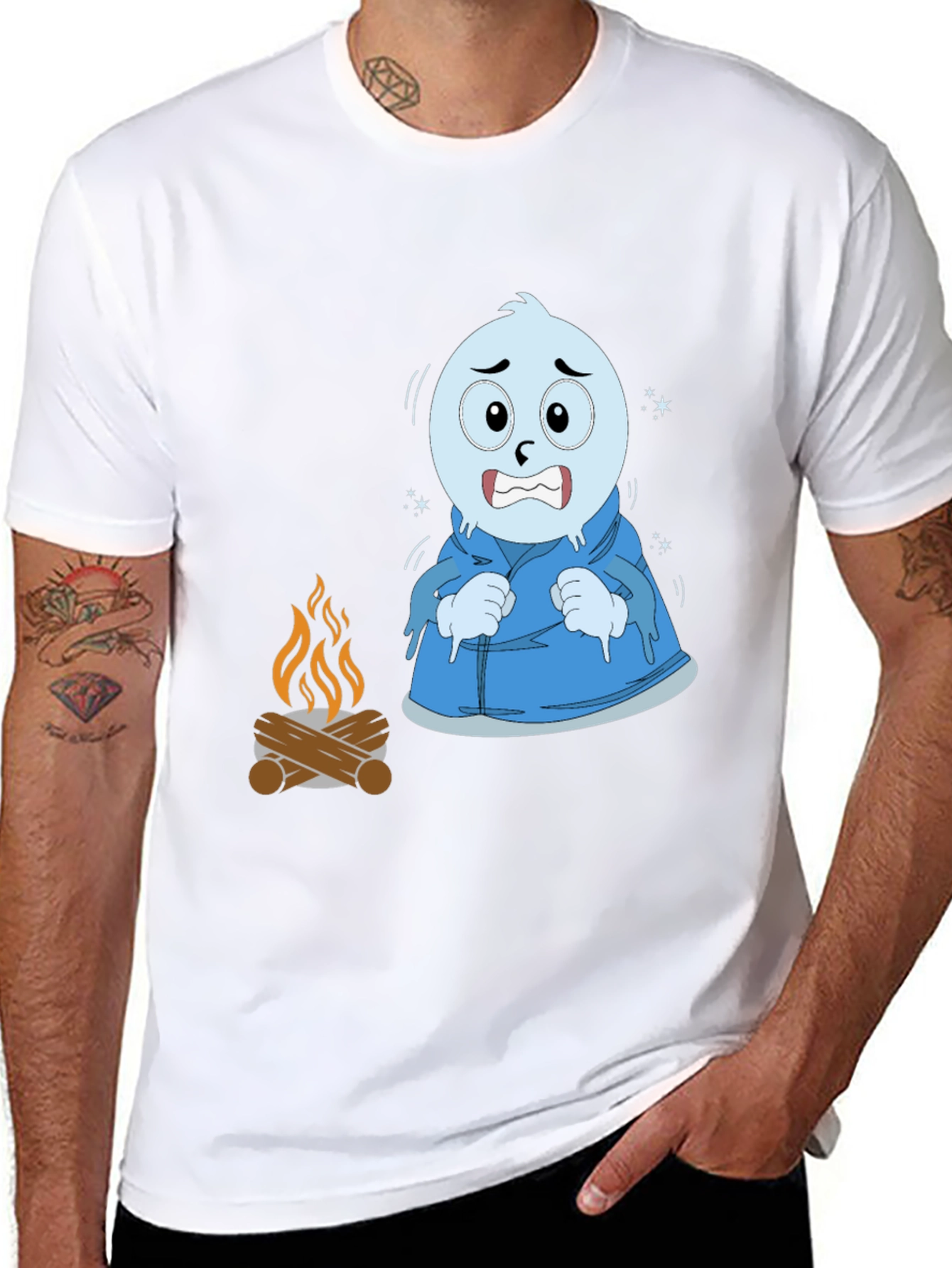 Funny Cold Cartoon Character T-Shirt