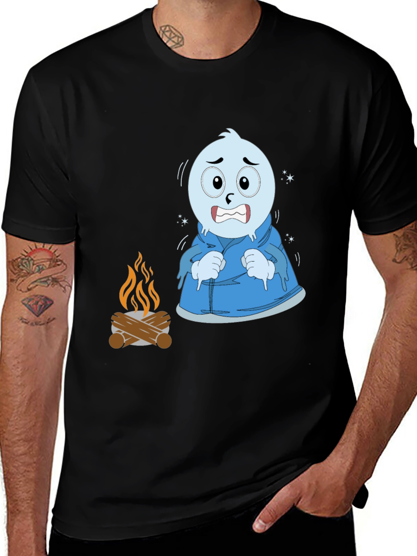 Funny Cold Cartoon Character T-Shirt