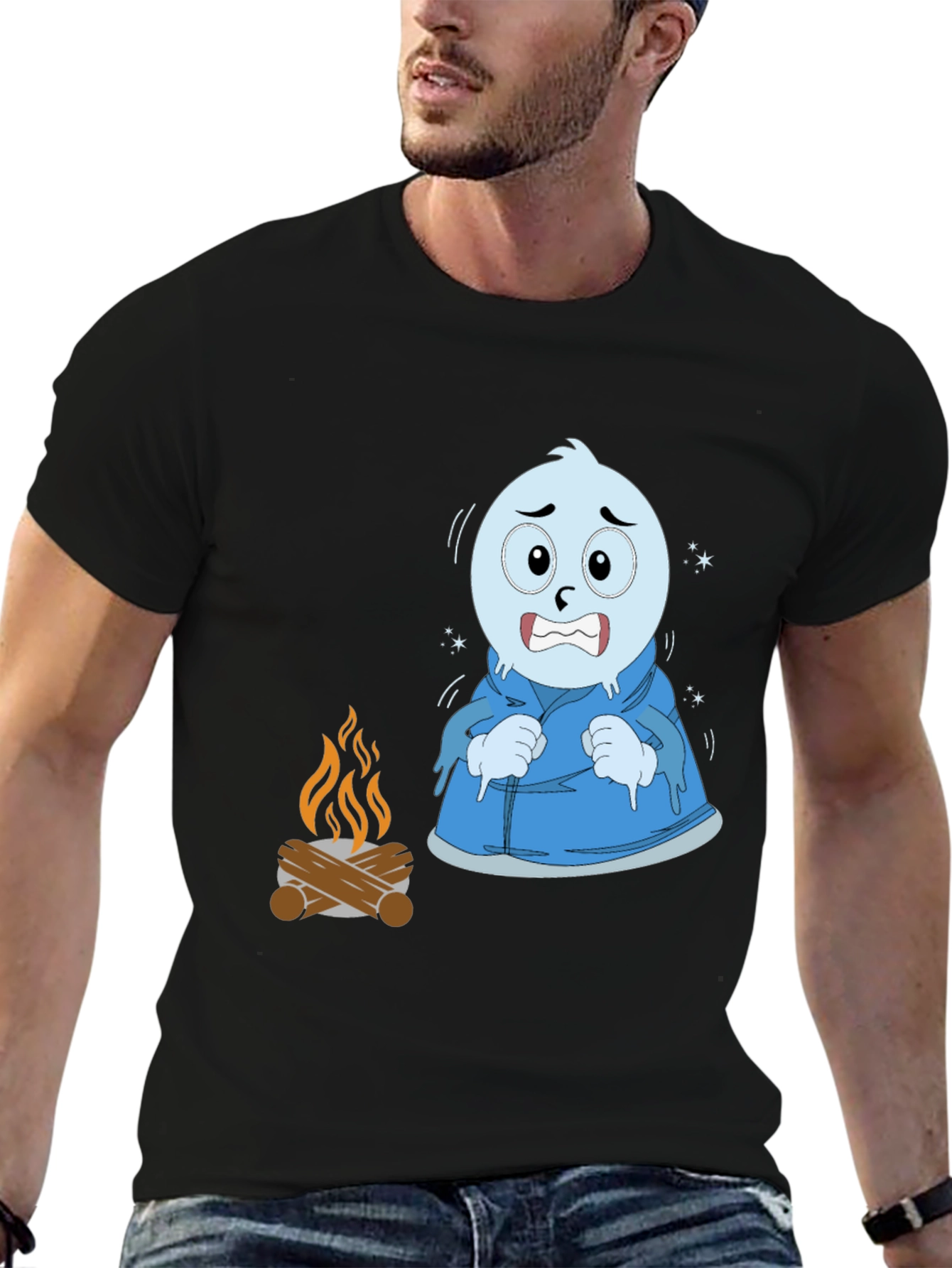 Funny Cold Cartoon Character T-Shirt