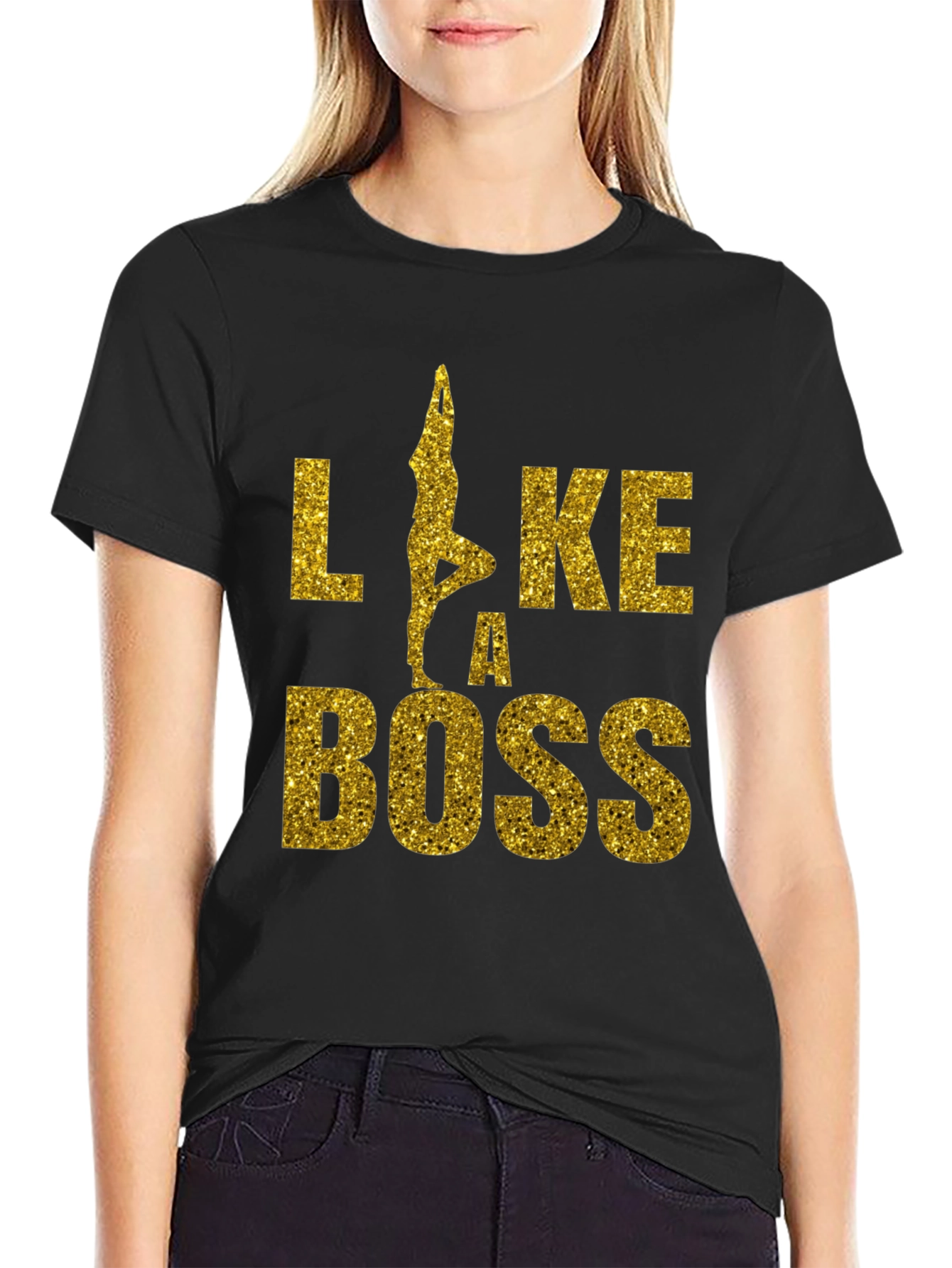 Yoga Like a Boss Tee - Black Graphic T-Shirt