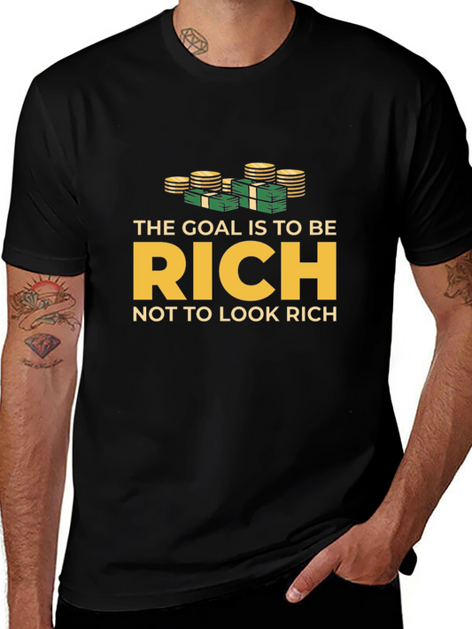 Goal is to be Rich Black Graphic T-Shirt