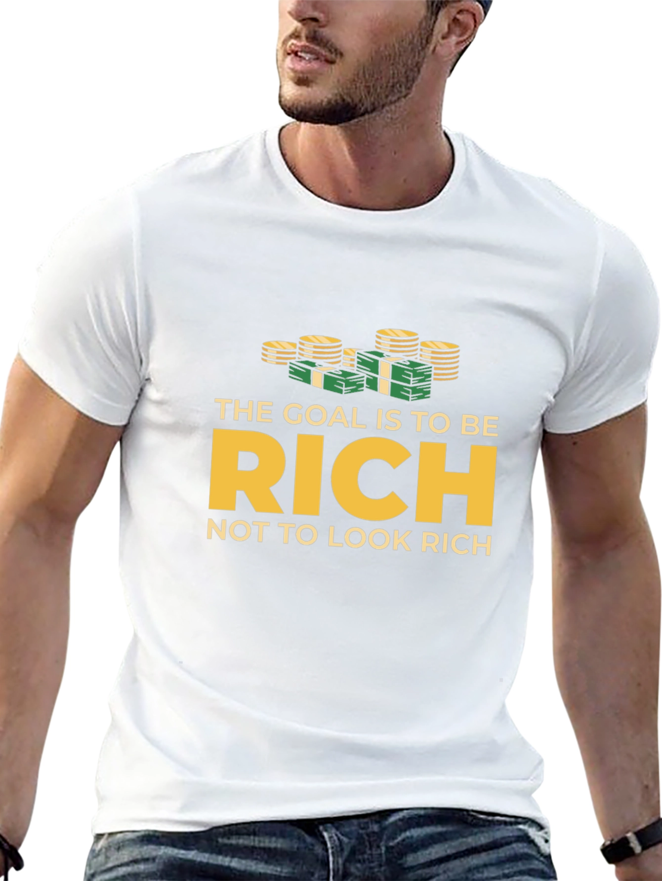 Goal is to be Rich Black Graphic T-Shirt