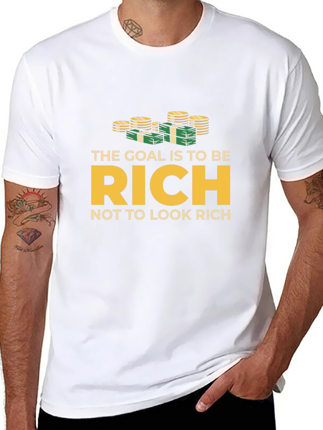 Goal is to be Rich Black Graphic T-Shirt