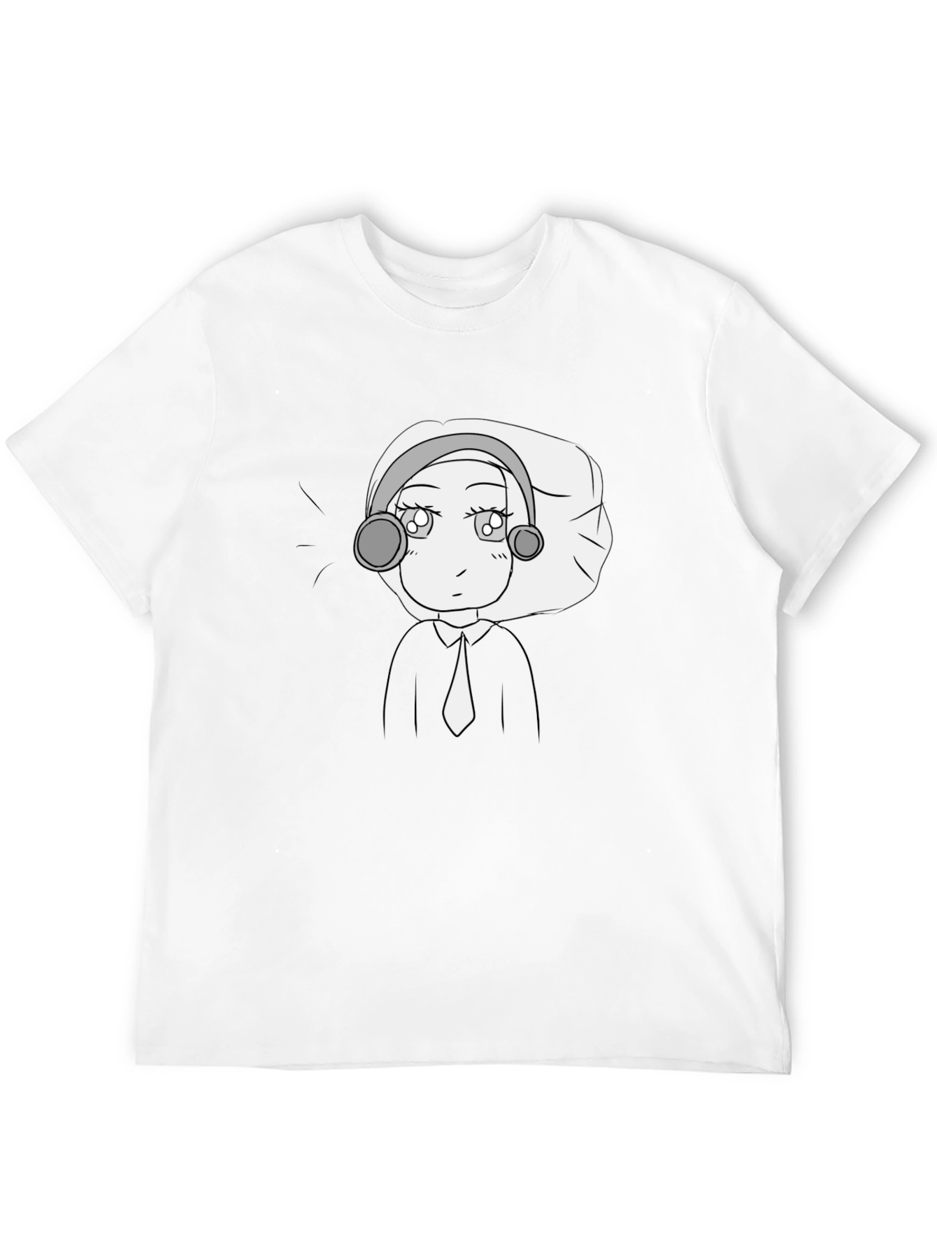 Anime Character Graphic Tee - Black Cotton Blend