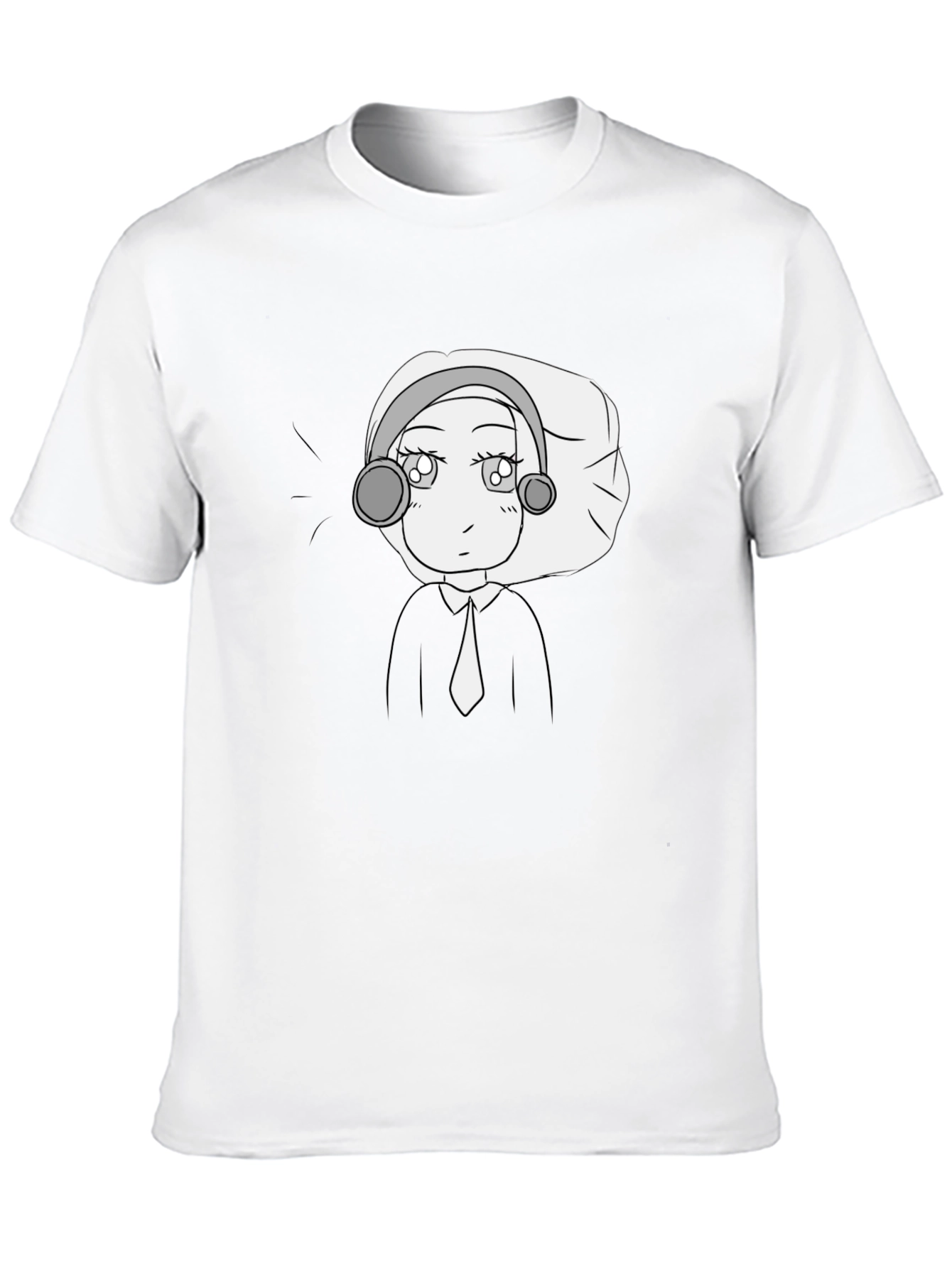 Anime Character Graphic Tee - Black Cotton Blend