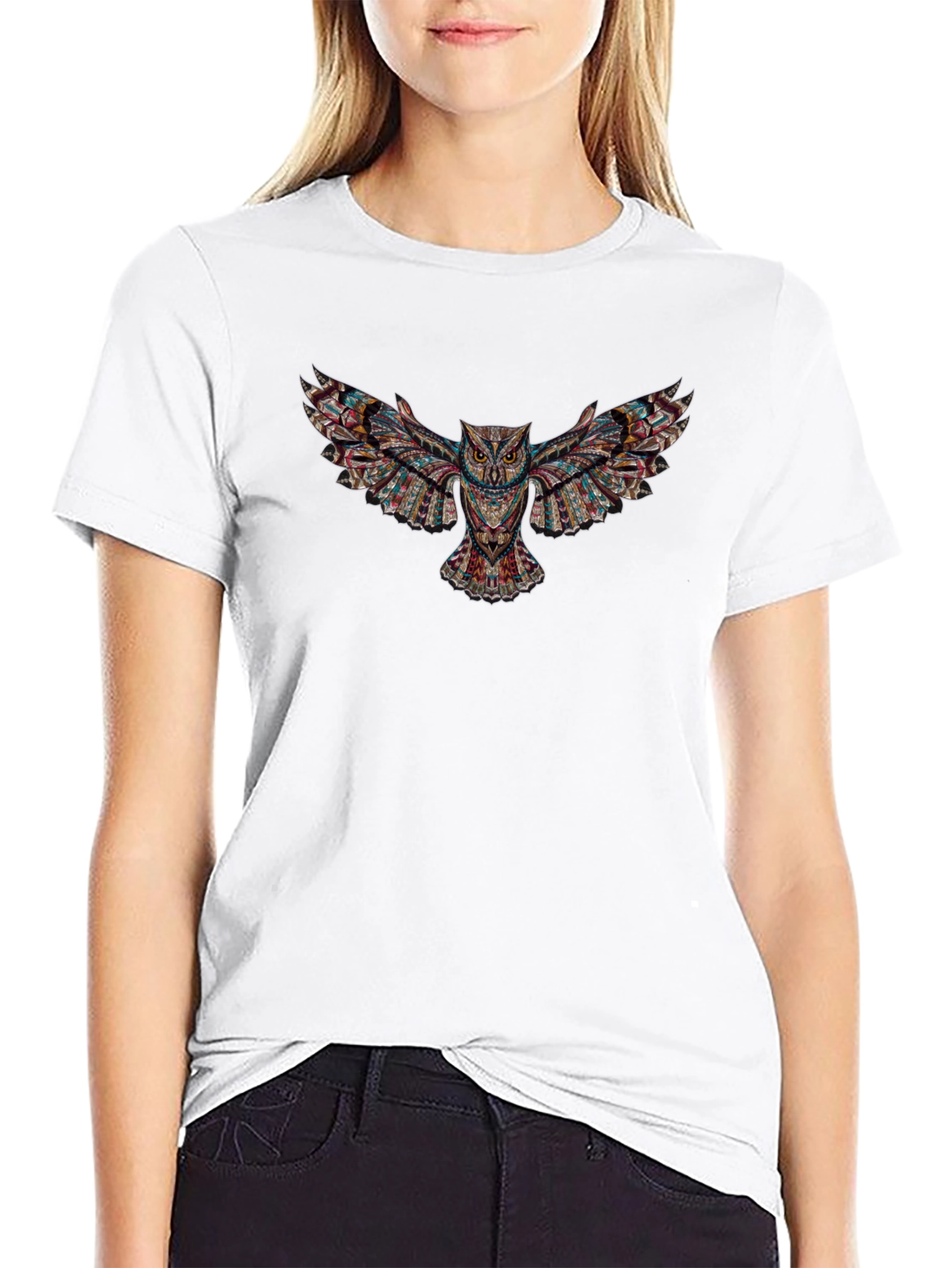 Black Owl Print Graphic Tee