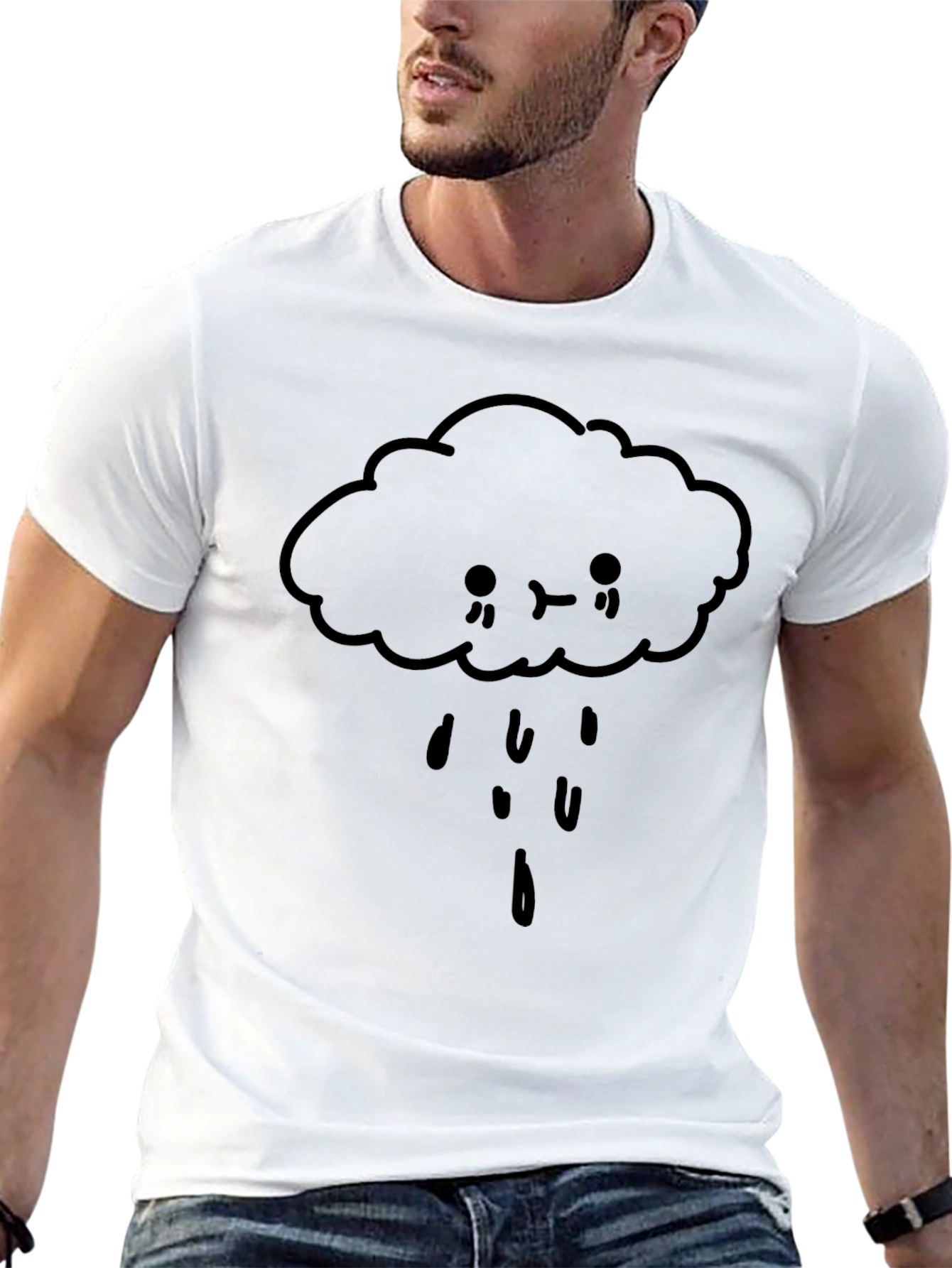 Sad Cloud Graphic T-Shirt - Black