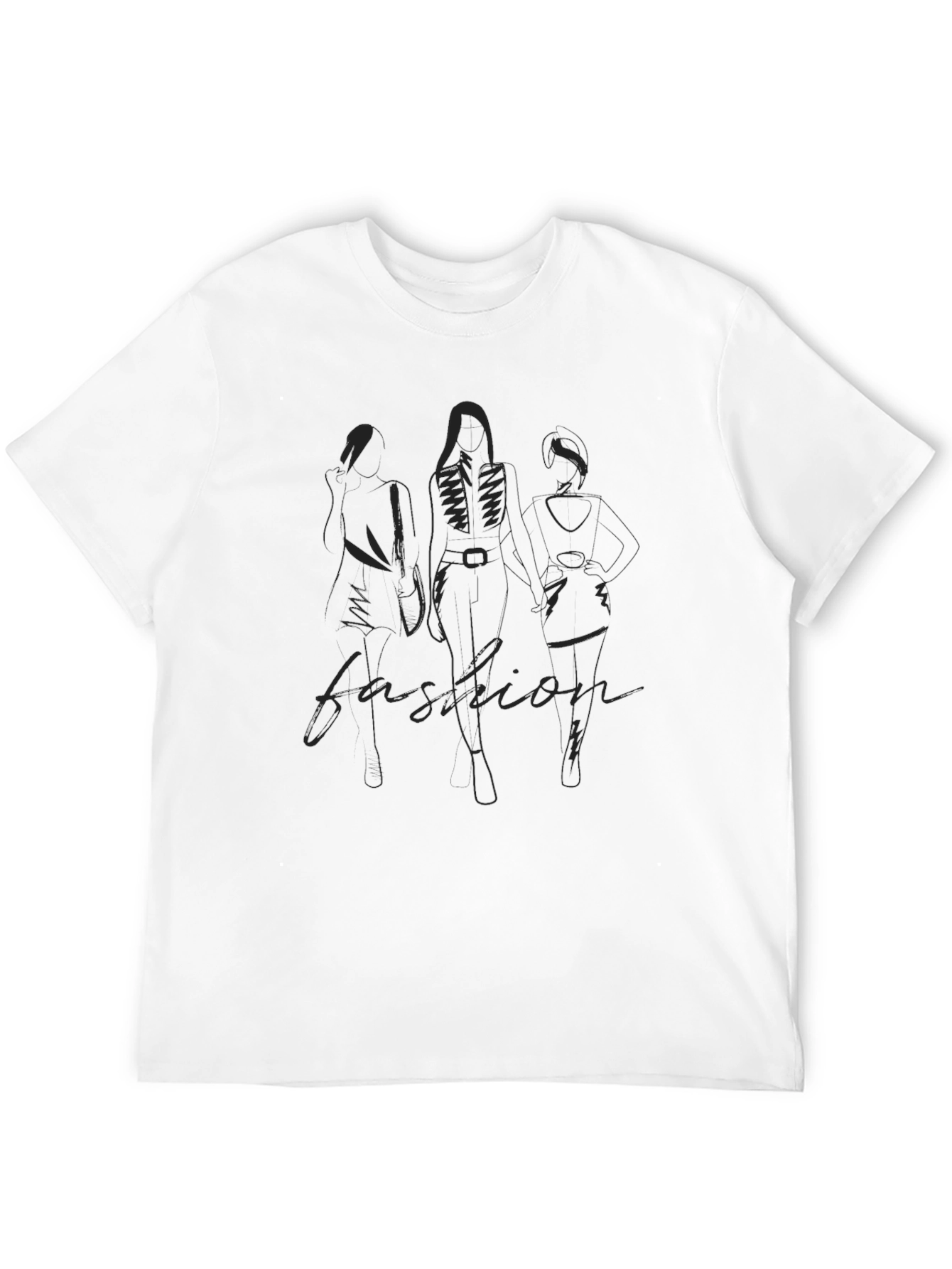 Mens Black Fashion Sketch Graphic Tee