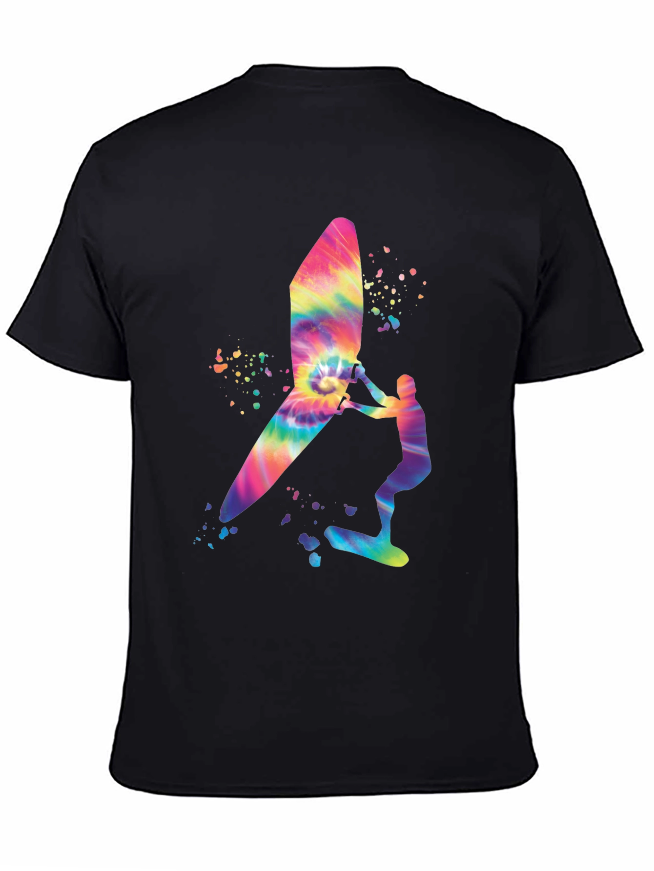 Tie-Dye Windsurfer Graphic Tee - Black Casual Shirt