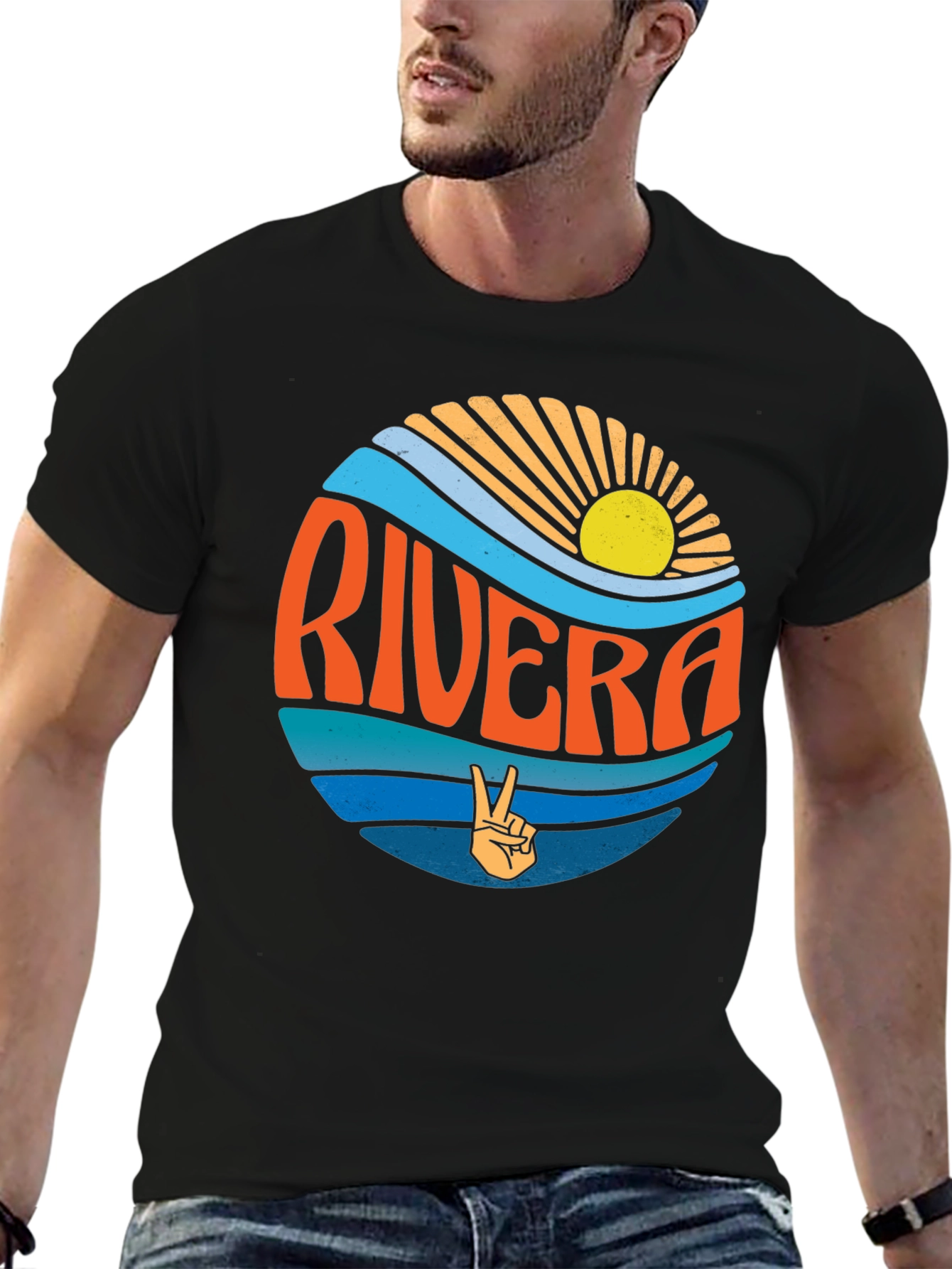 Rivera Retro Sunset Peace Sign T-Shirt