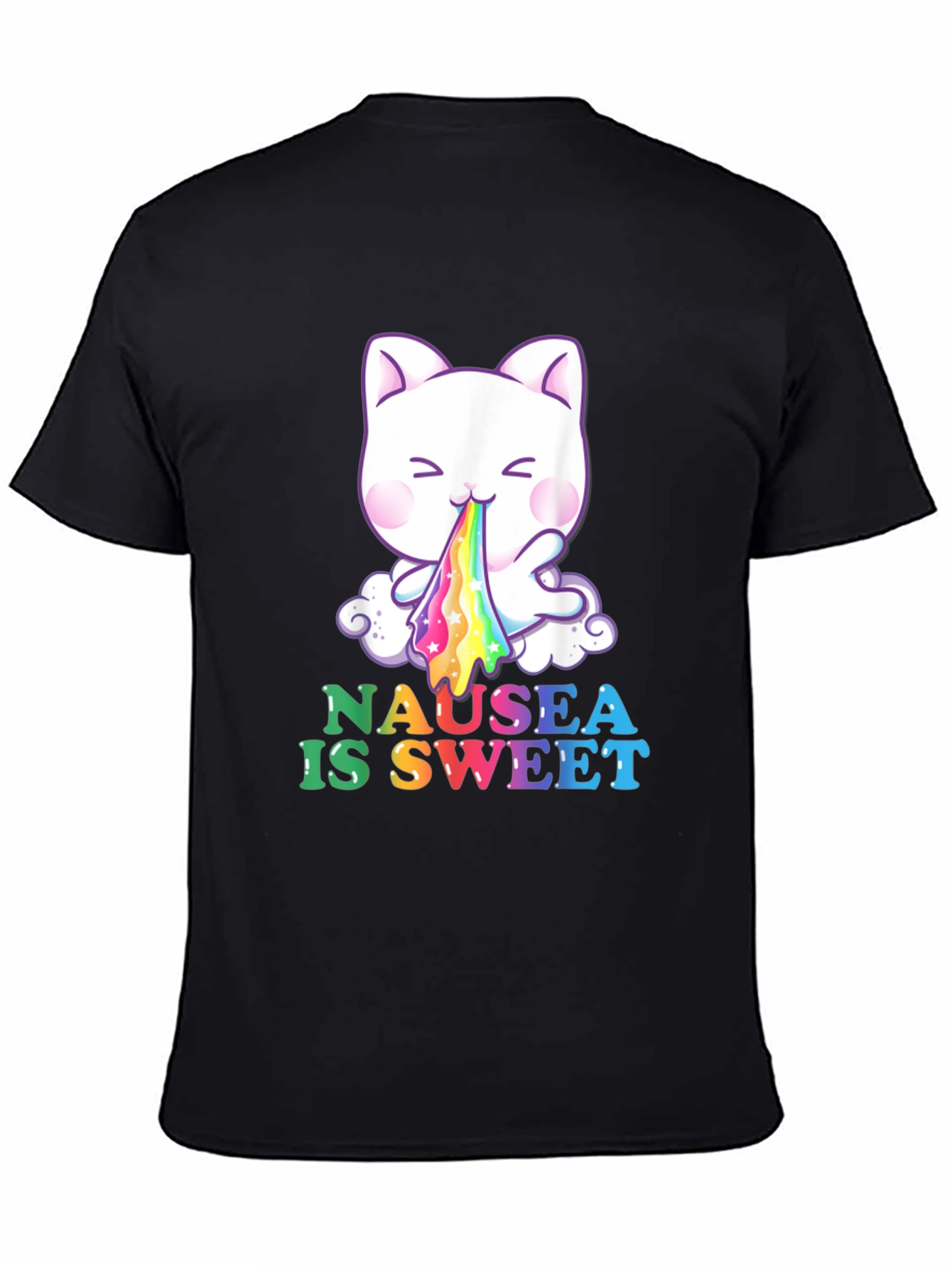 Nausea Is Sweet Rainbow Puke Cat T-Shirt
