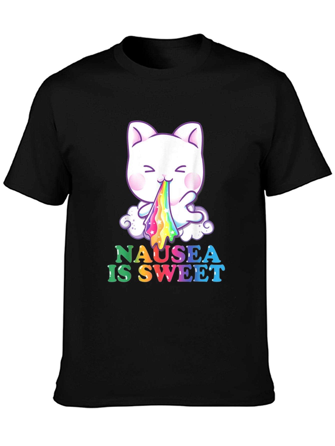 Nausea Is Sweet Rainbow Puke Cat T-Shirt