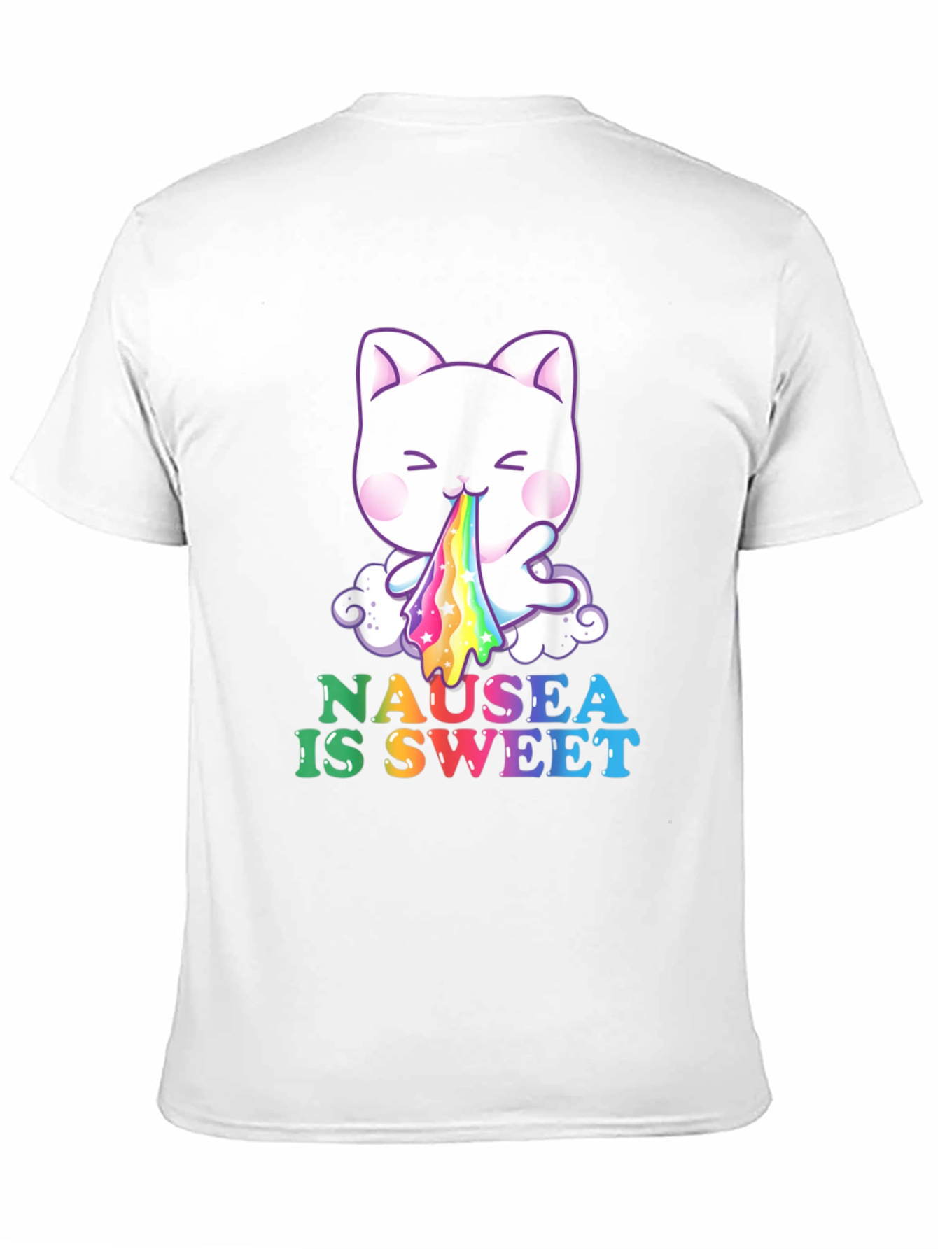 Nausea Is Sweet Rainbow Puke Cat T-Shirt