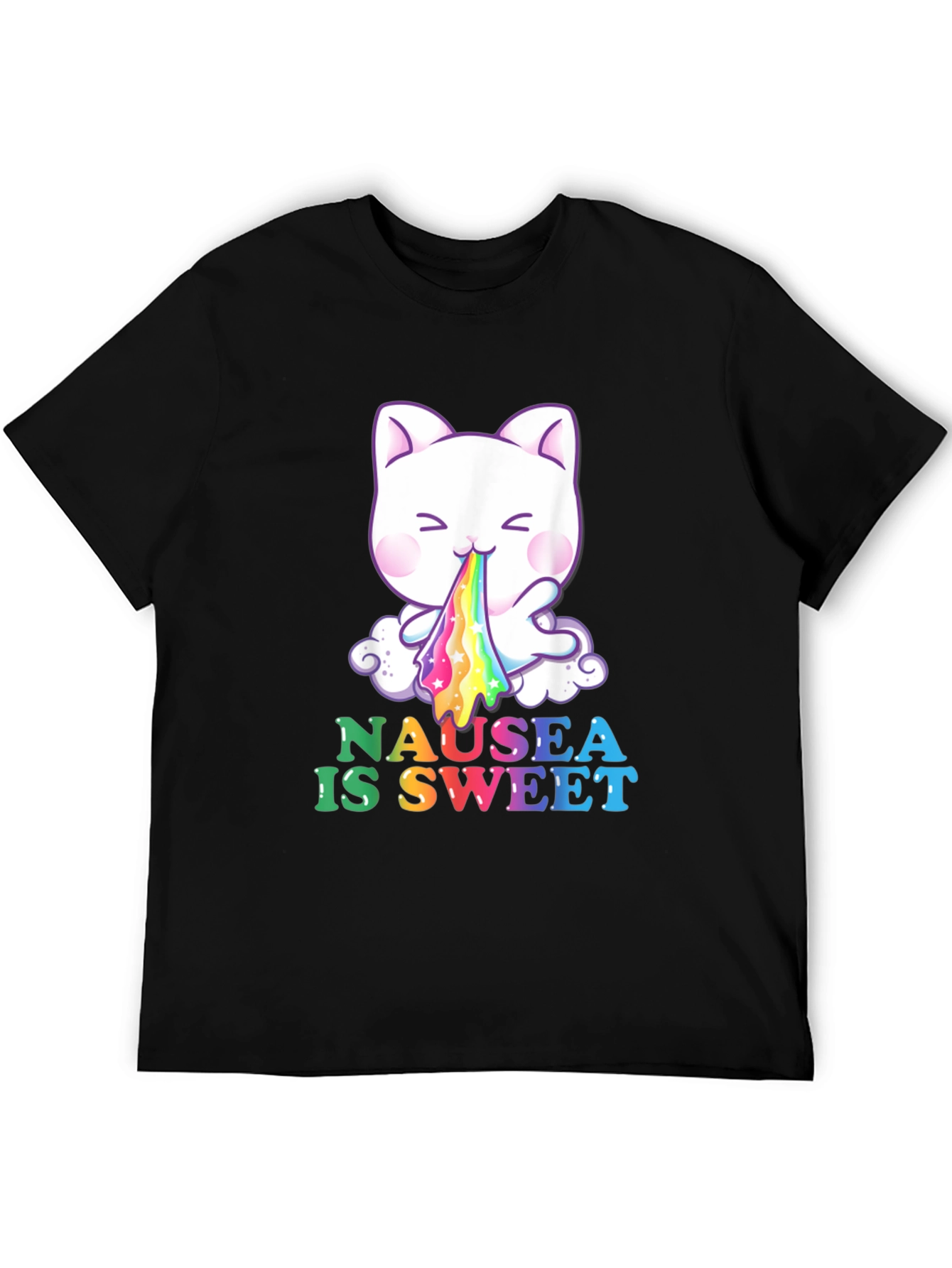 Nausea Is Sweet Rainbow Puke Cat T-Shirt