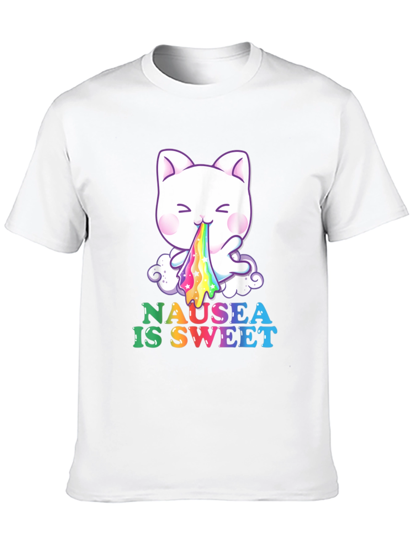 Nausea Is Sweet Rainbow Puke Cat T-Shirt