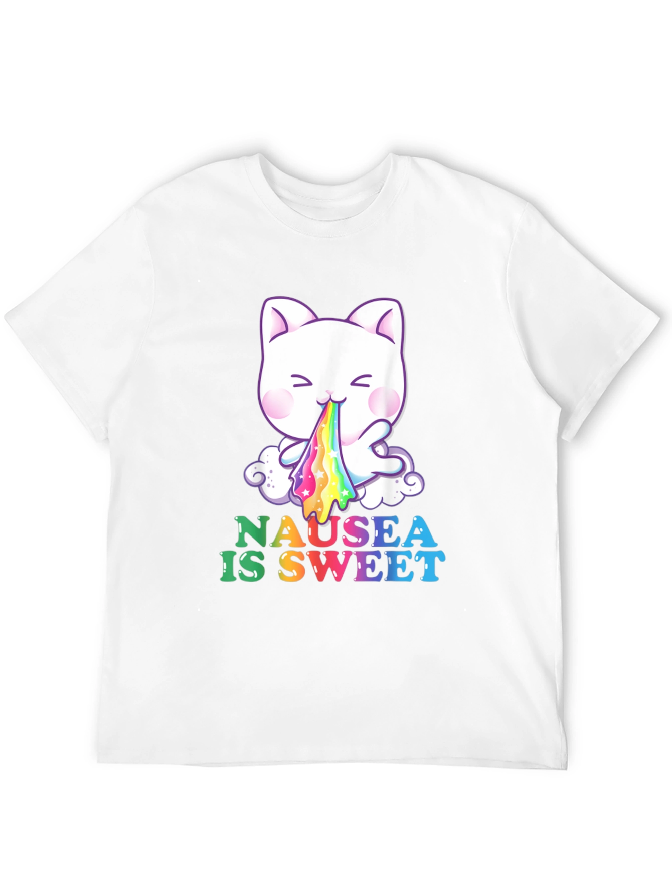 Nausea Is Sweet Rainbow Puke Cat T-Shirt