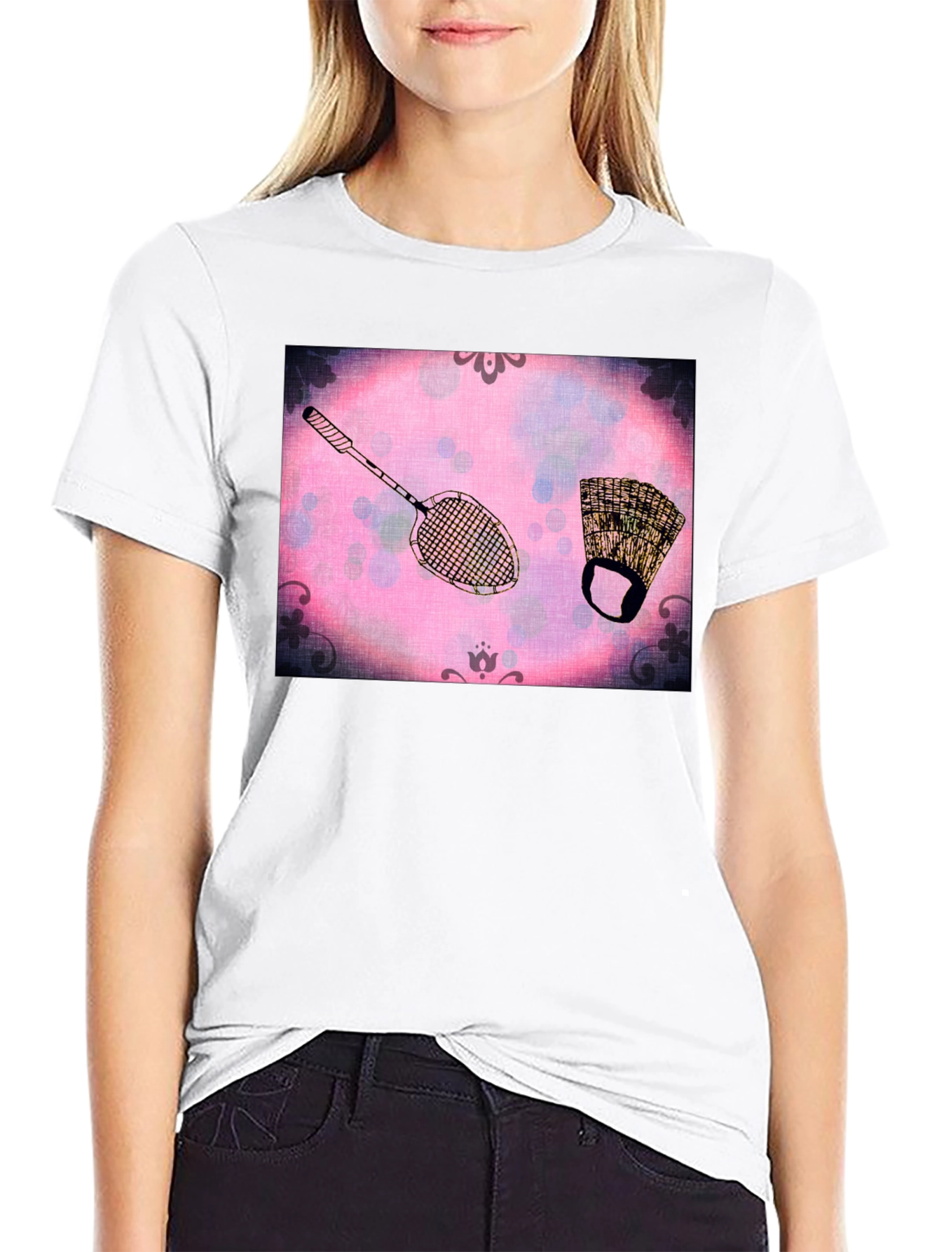 Retro Badminton & Gear Graphic T-Shirt