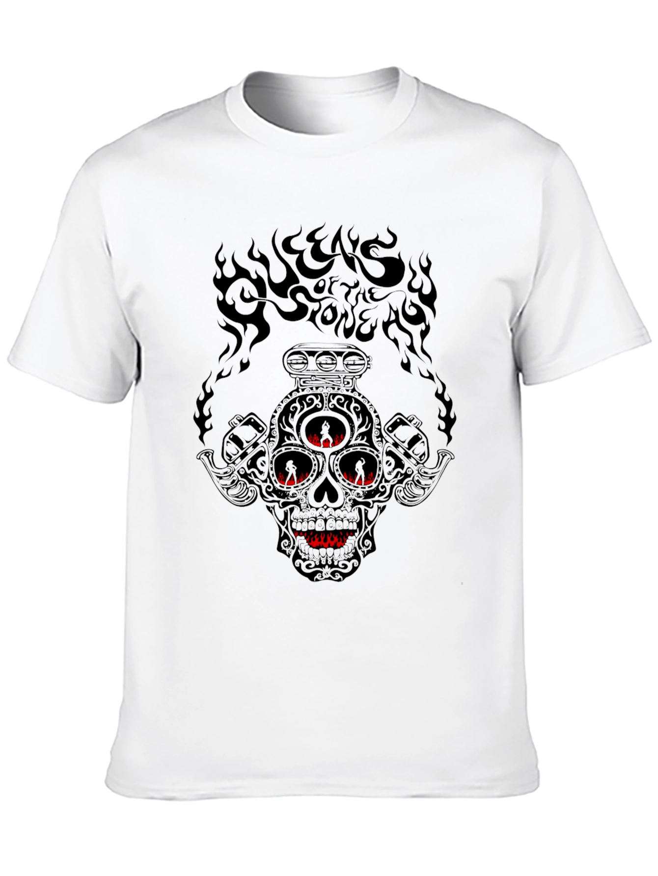 Skull & Pistons Graphic T-Shirt - Black