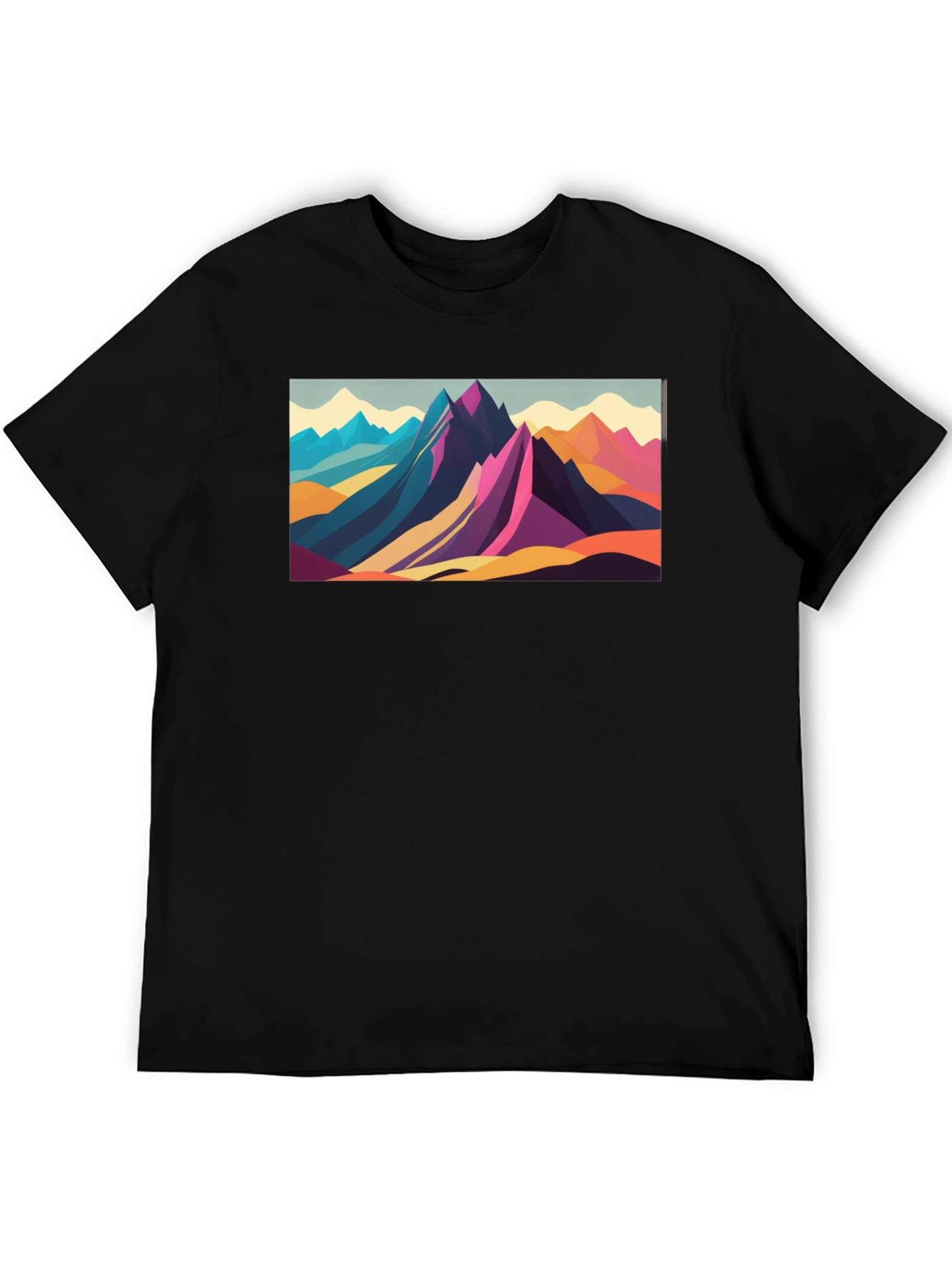 Geometric Mountain Range Graphic Tee - Black