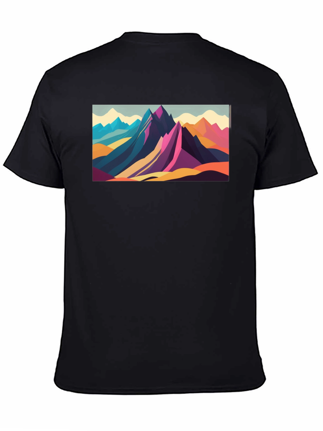 Geometric Mountain Range Graphic Tee - Black