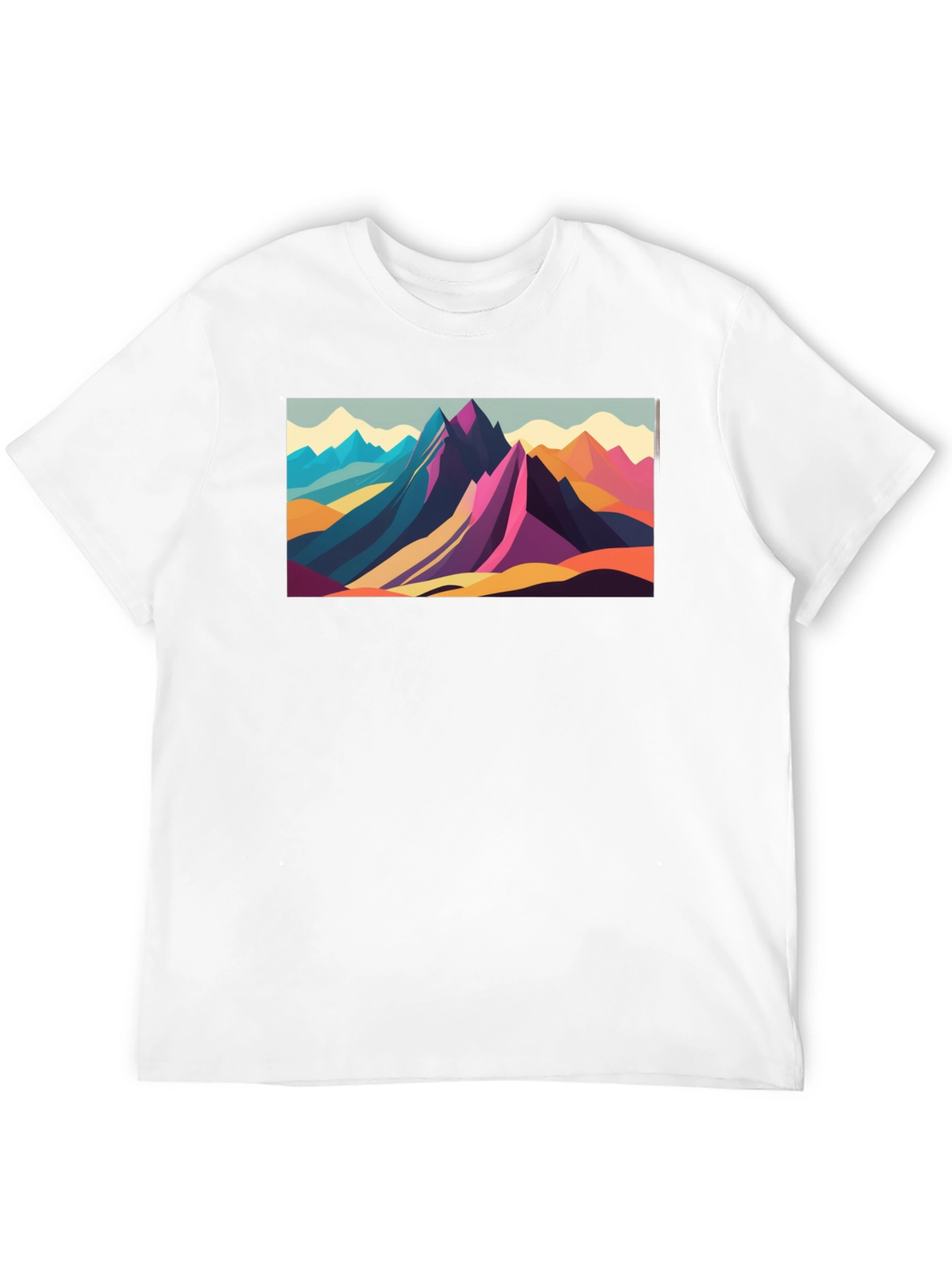 Geometric Mountain Range Graphic Tee - Black
