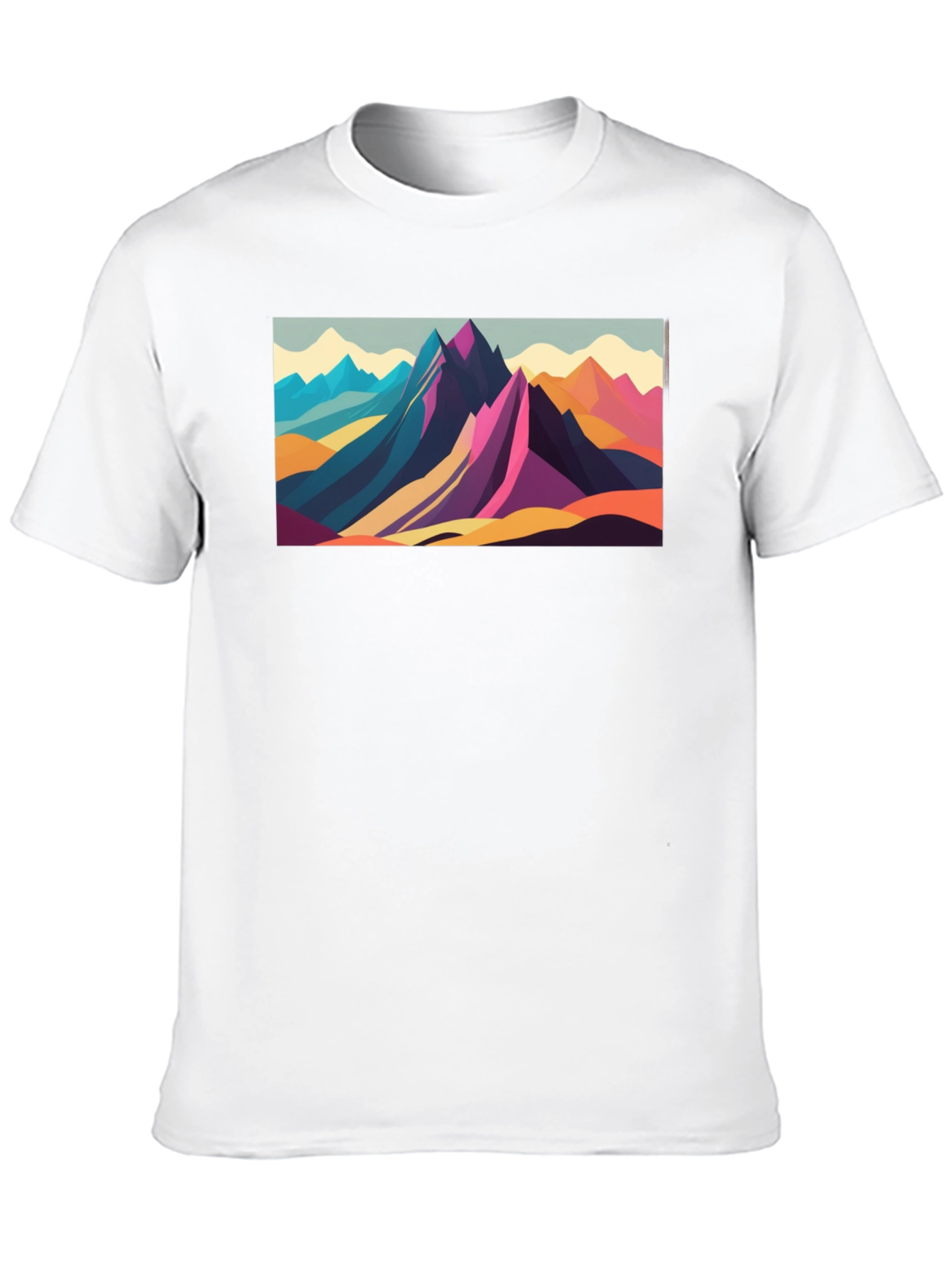 Geometric Mountain Range Graphic Tee - Black