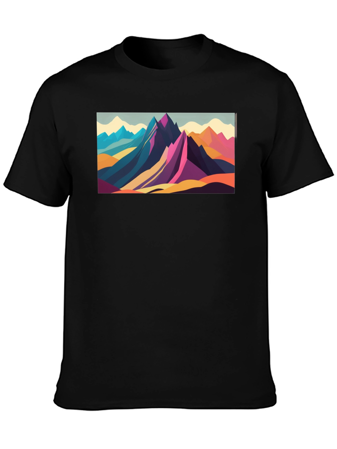 Geometric Mountain Range Graphic Tee - Black