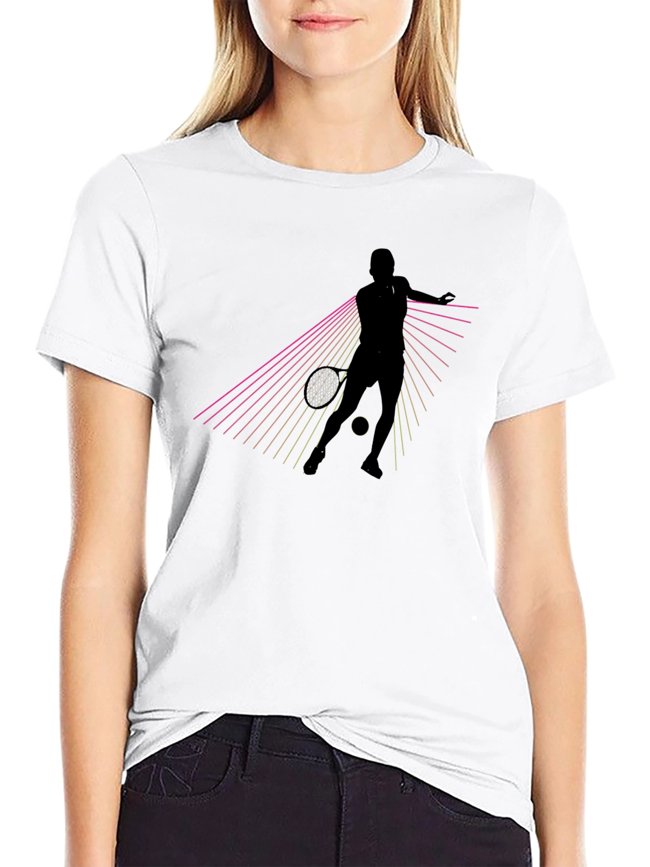 Retro Tennis Player Graphic T-Shirt