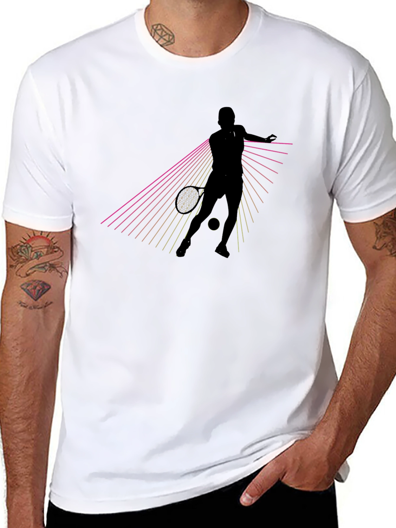 Retro Tennis Player Graphic T-Shirt