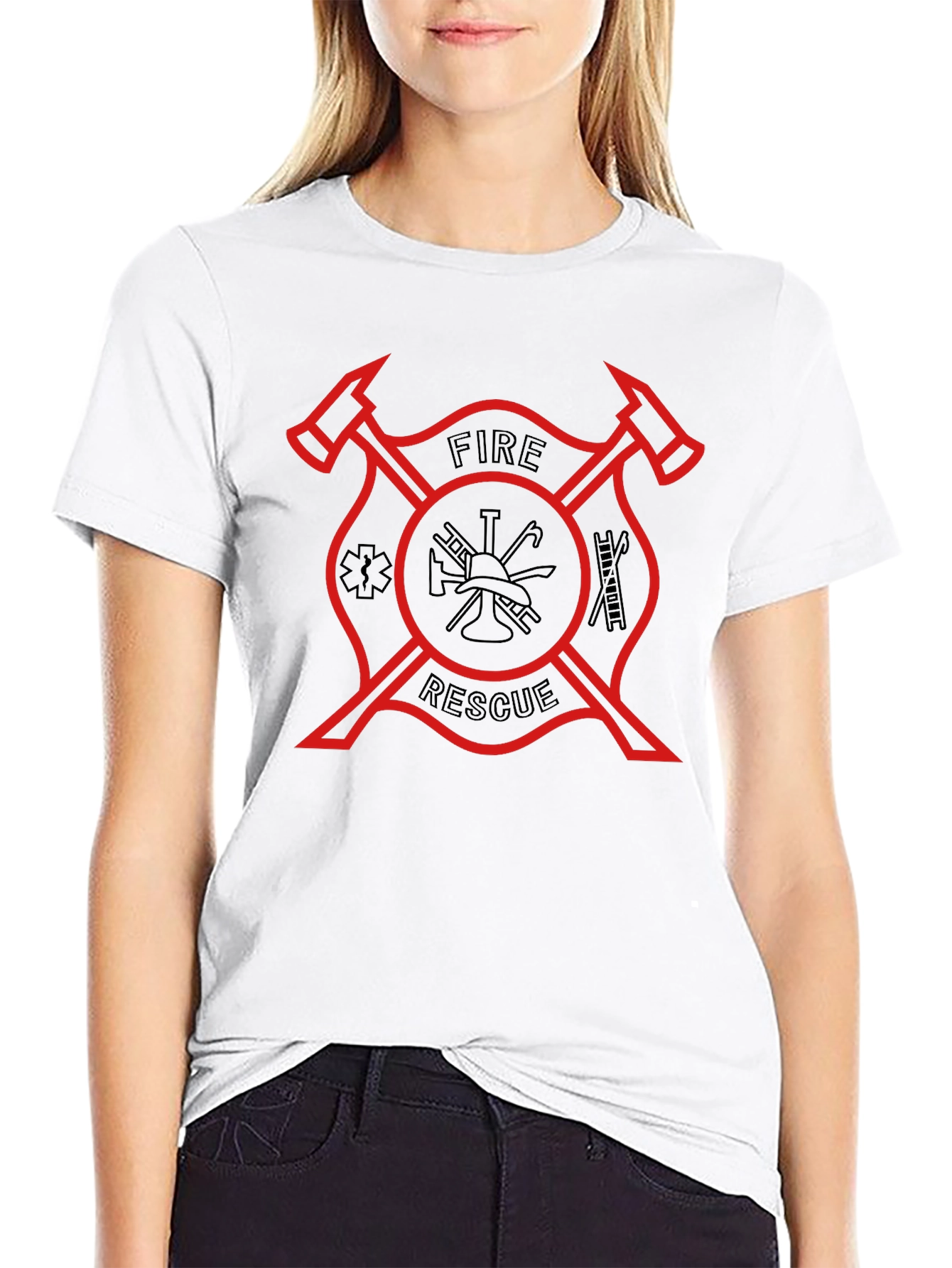 Fire Rescue Maltese Cross Graphic T-Shirt