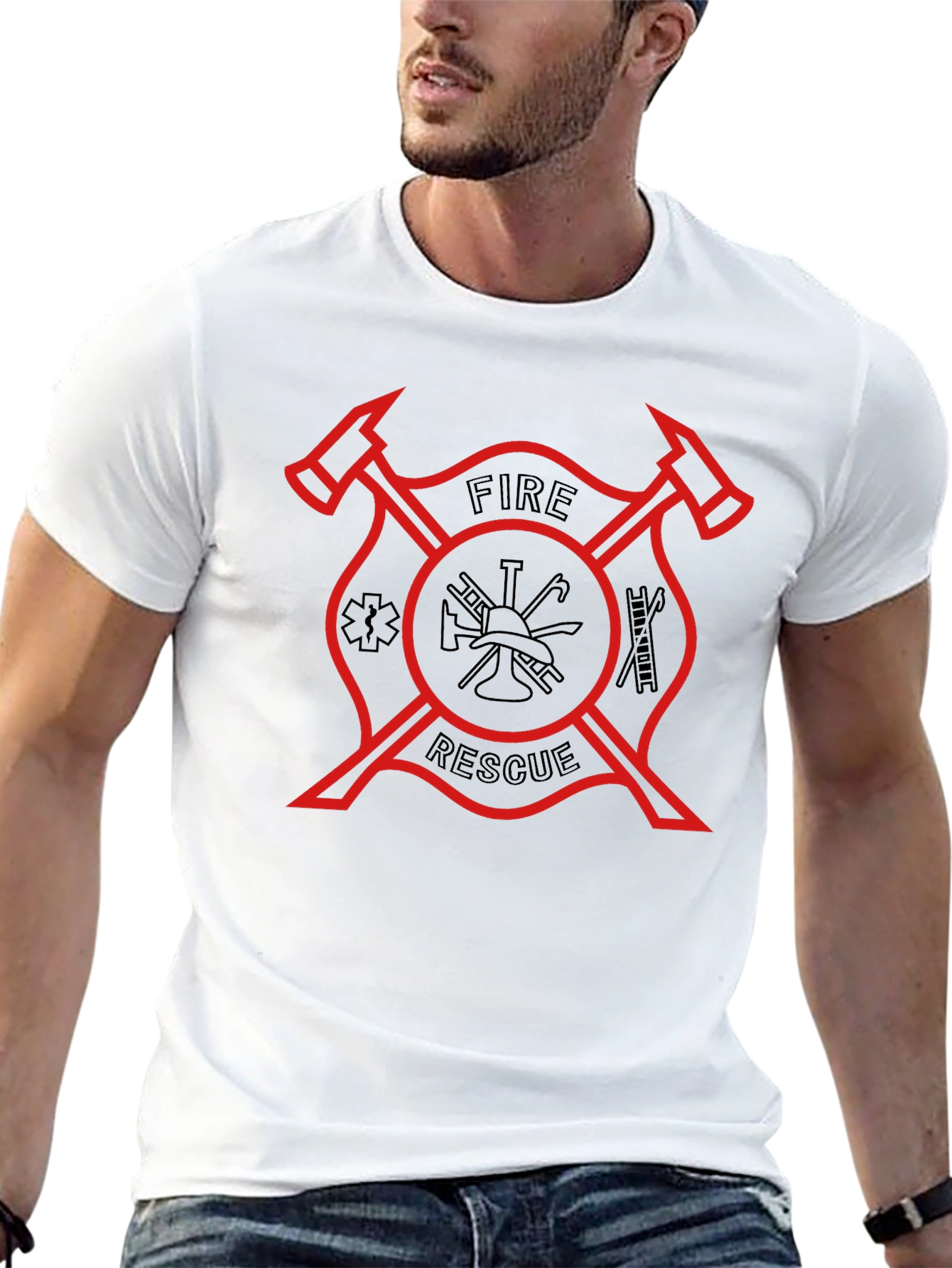 Fire Rescue Maltese Cross Graphic T-Shirt