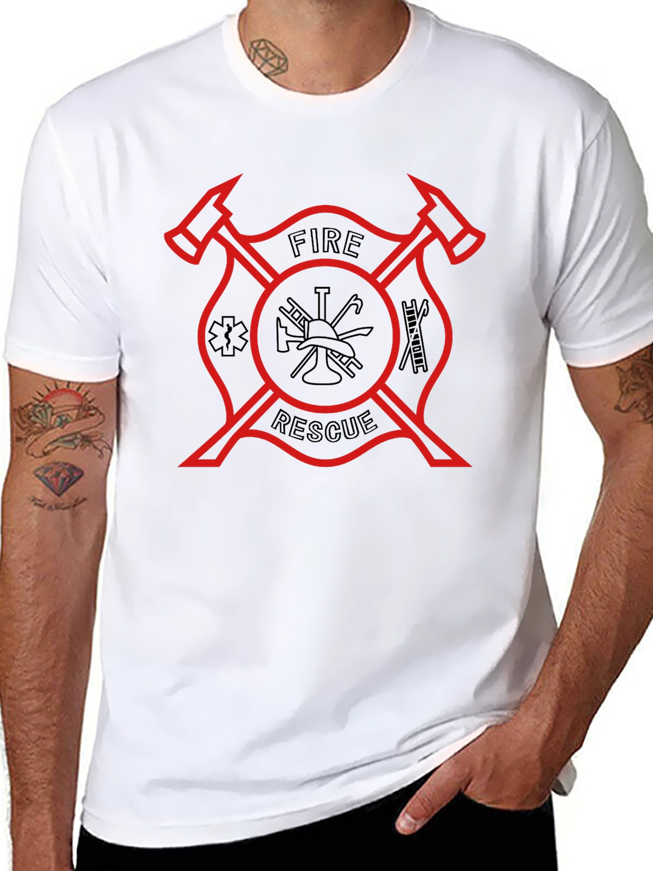 Fire Rescue Maltese Cross Graphic T-Shirt