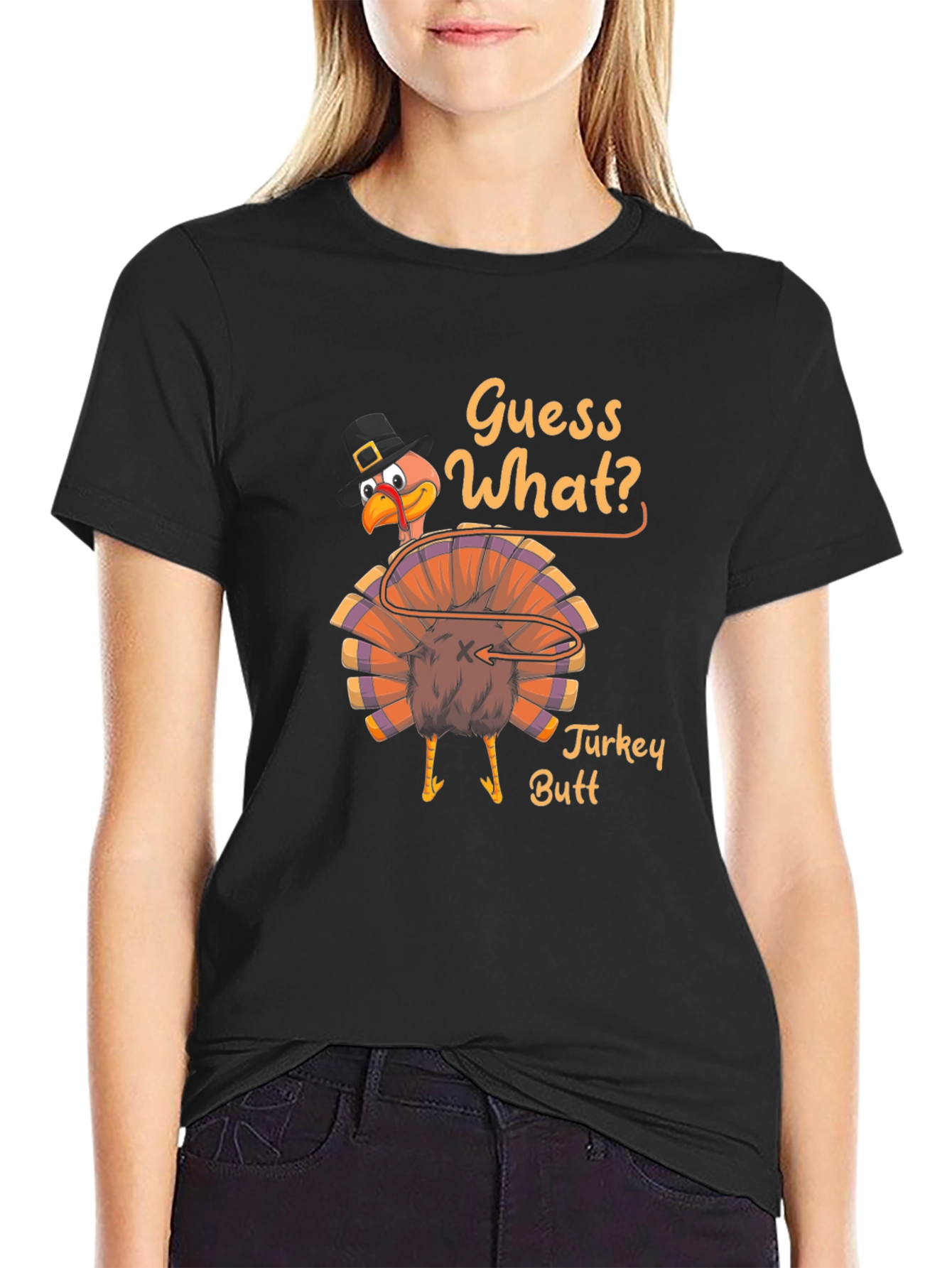 Guess What? Turkey Butt Thanksgiving Graphic T-Shirt