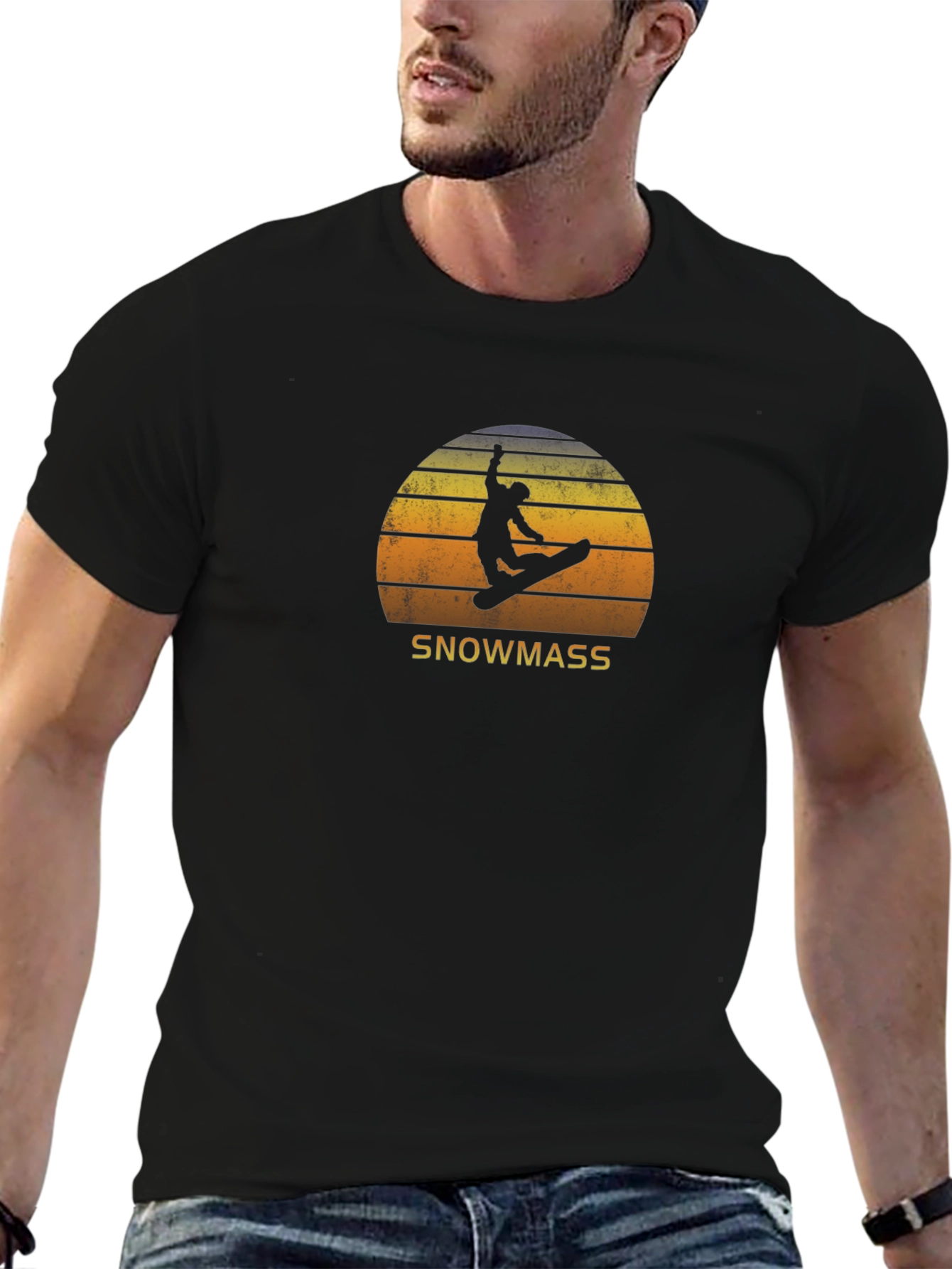 Snowmass Retro Sunset Snowboarder T-Shirt