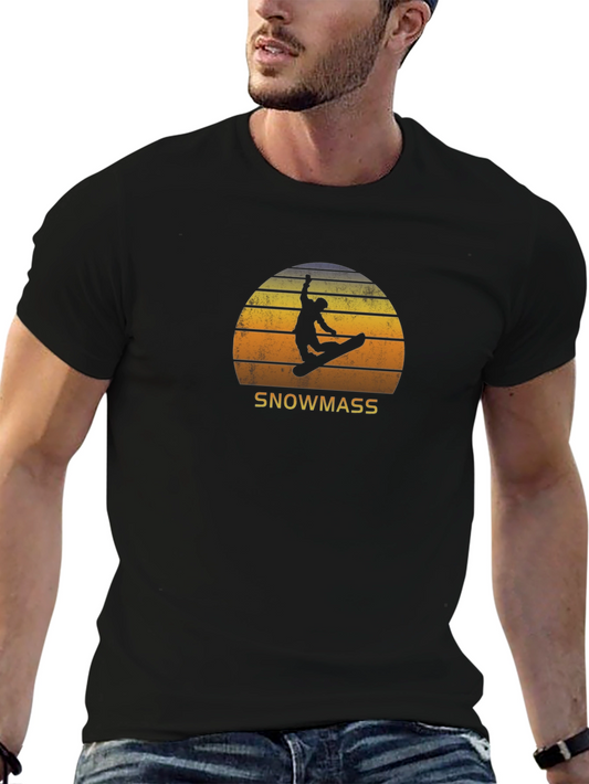 Snowmass Retro Sunset Snowboarder T-Shirt