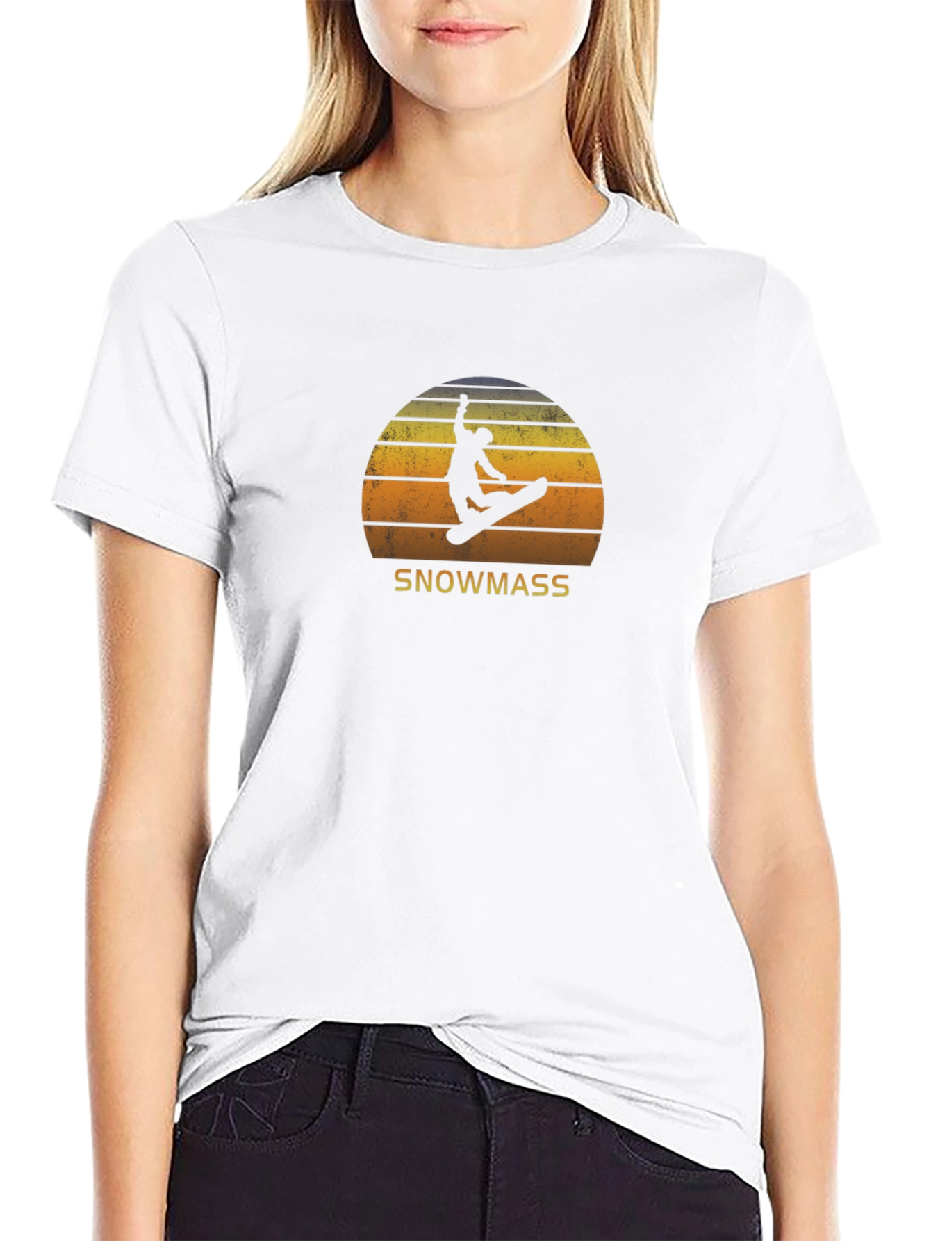 Snowmass Retro Sunset Snowboarder T-Shirt