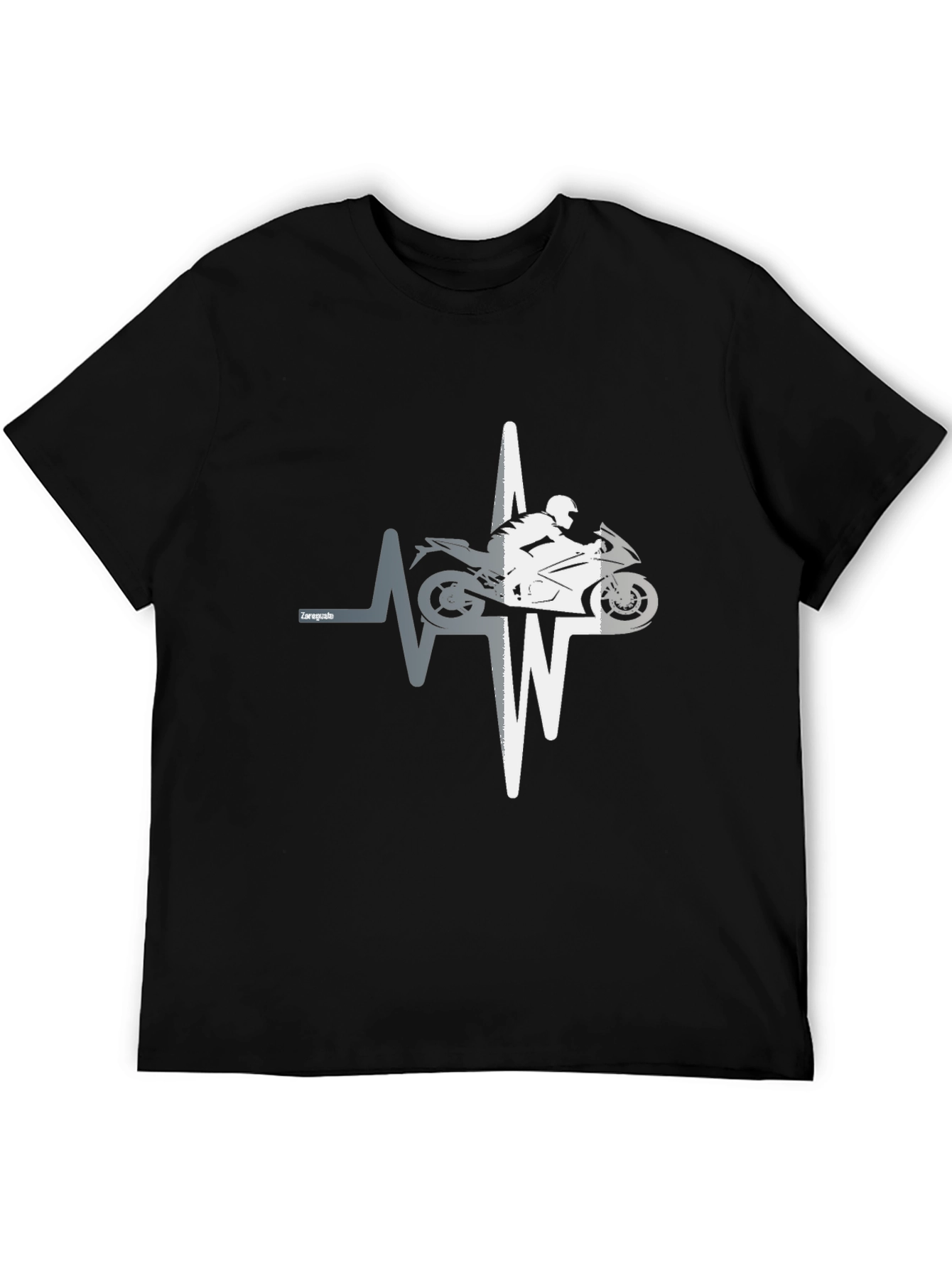 Motorcycle Heartbeat Graphic T-Shirt - Black