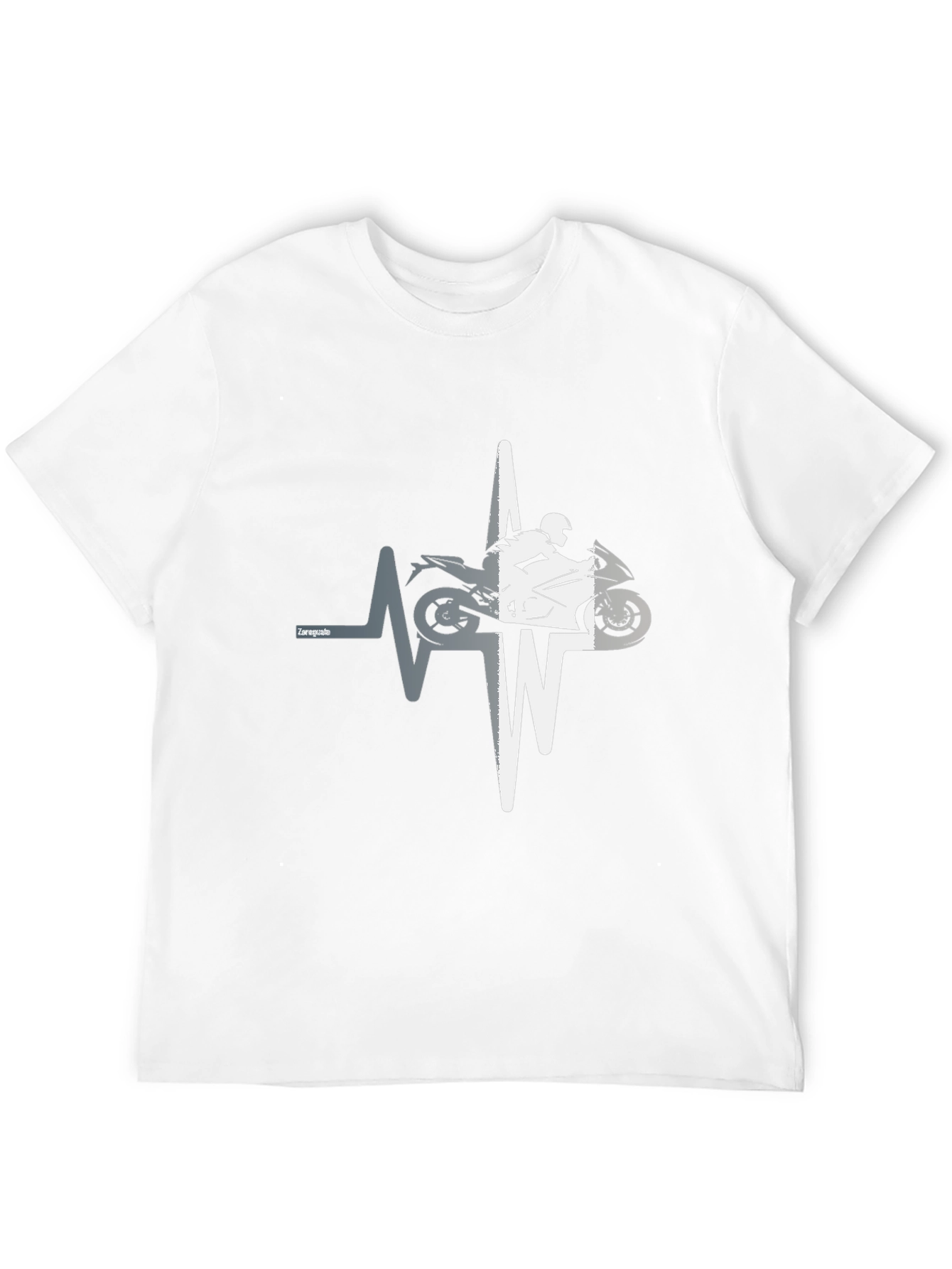 Motorcycle Heartbeat Graphic T-Shirt - Black